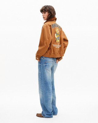 Camel cotton embroidered back jacket