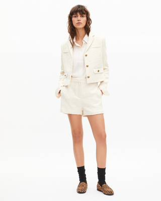 Tailored shorts in ecru tweed