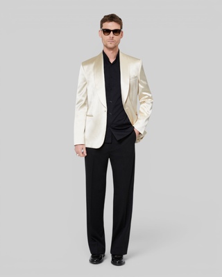Off-white satin tuxedo jacket