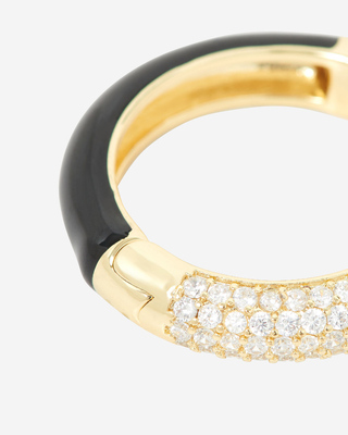Ear cuff with gold and black rhinestones