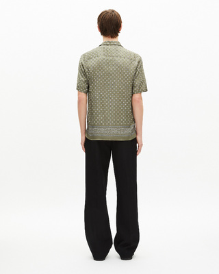 Khaki bandana print short-sleeve shirt