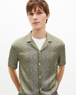 Khaki bandana print short-sleeve shirt