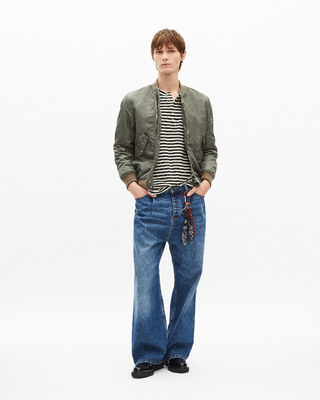 Khaki marble-effect bomber