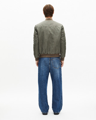 Khaki marble-effect bomber