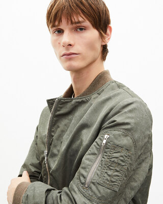 Khaki marble-effect bomber