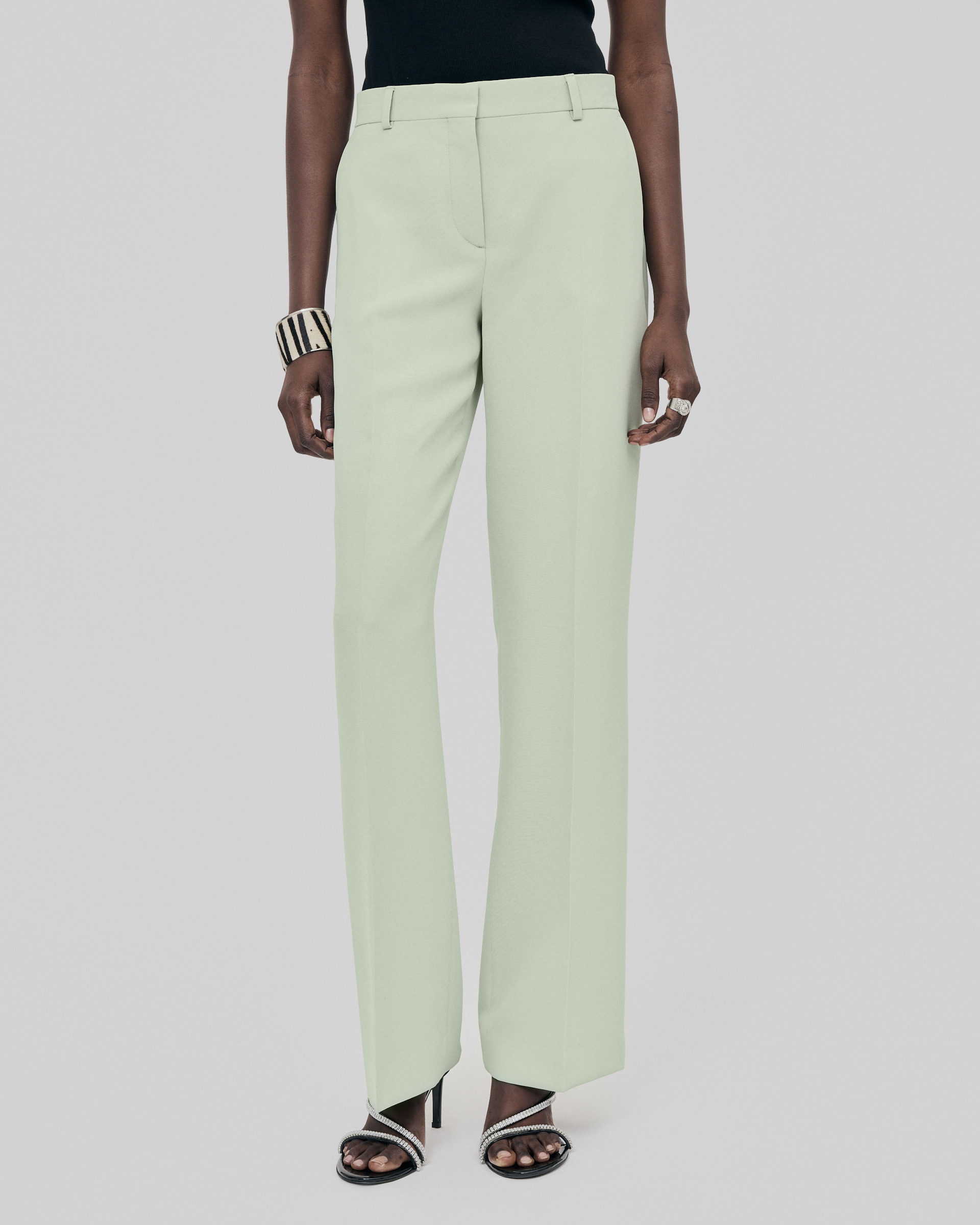 Pastel green straight-leg tailored pants