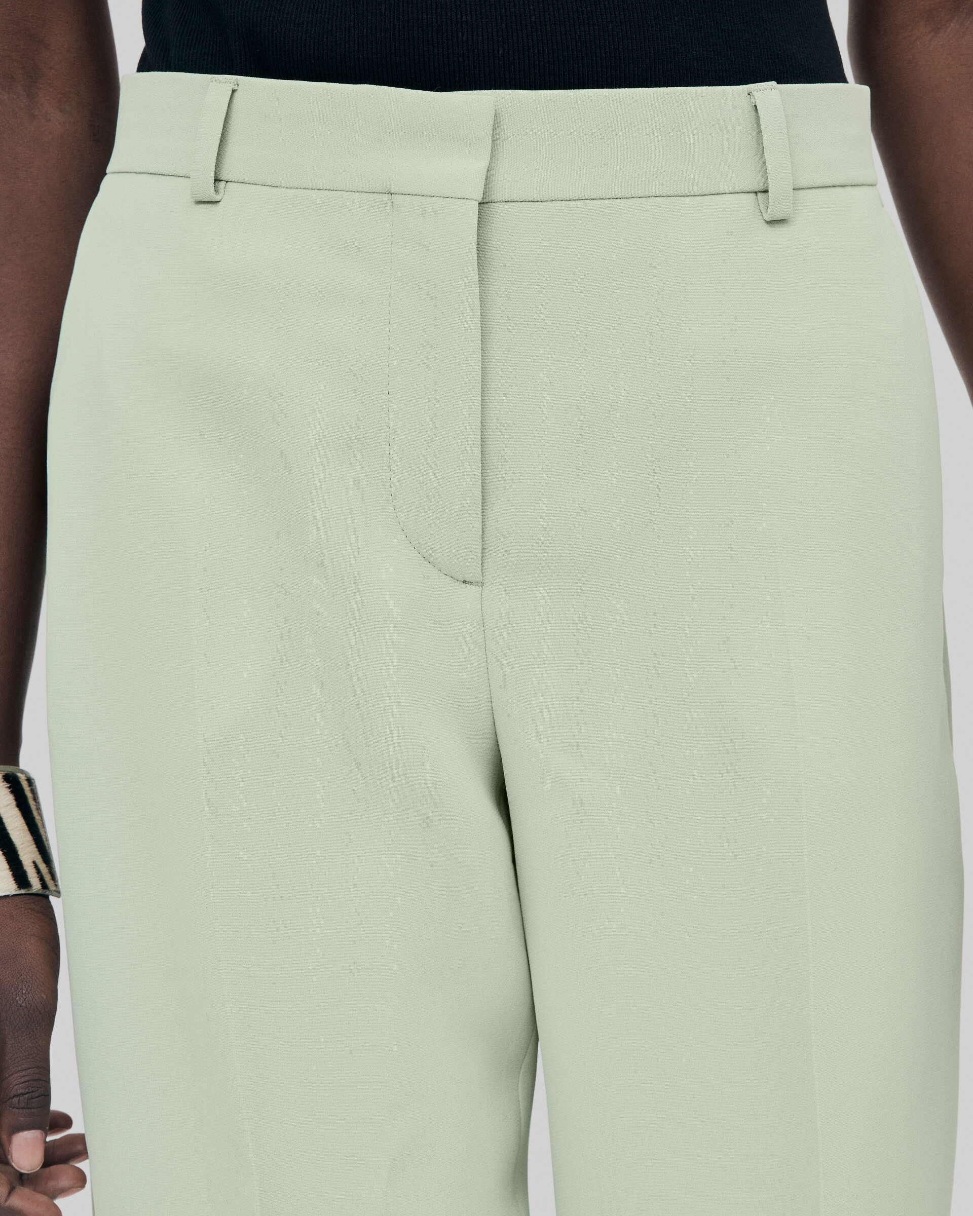 Pastel green straight-leg tailored pants