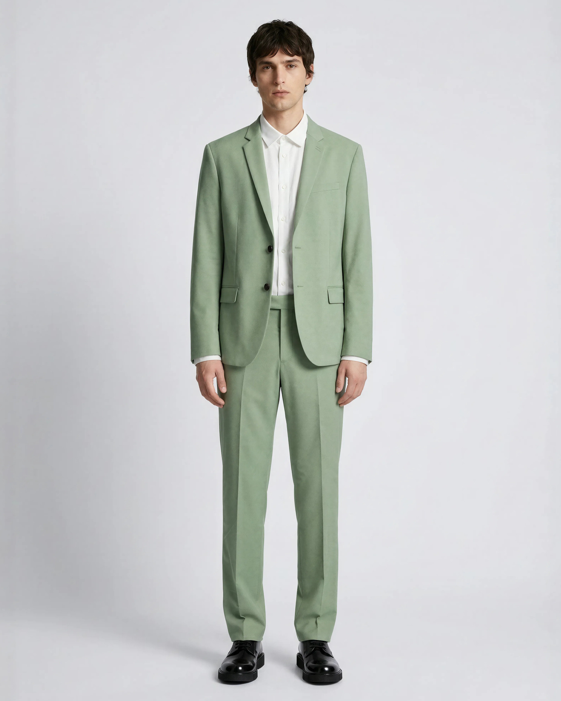 Green straight suit pants