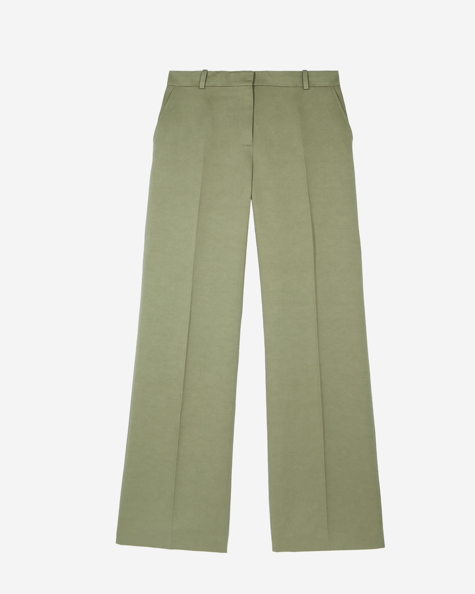 Wide-leg pants in khaki linen and cotton