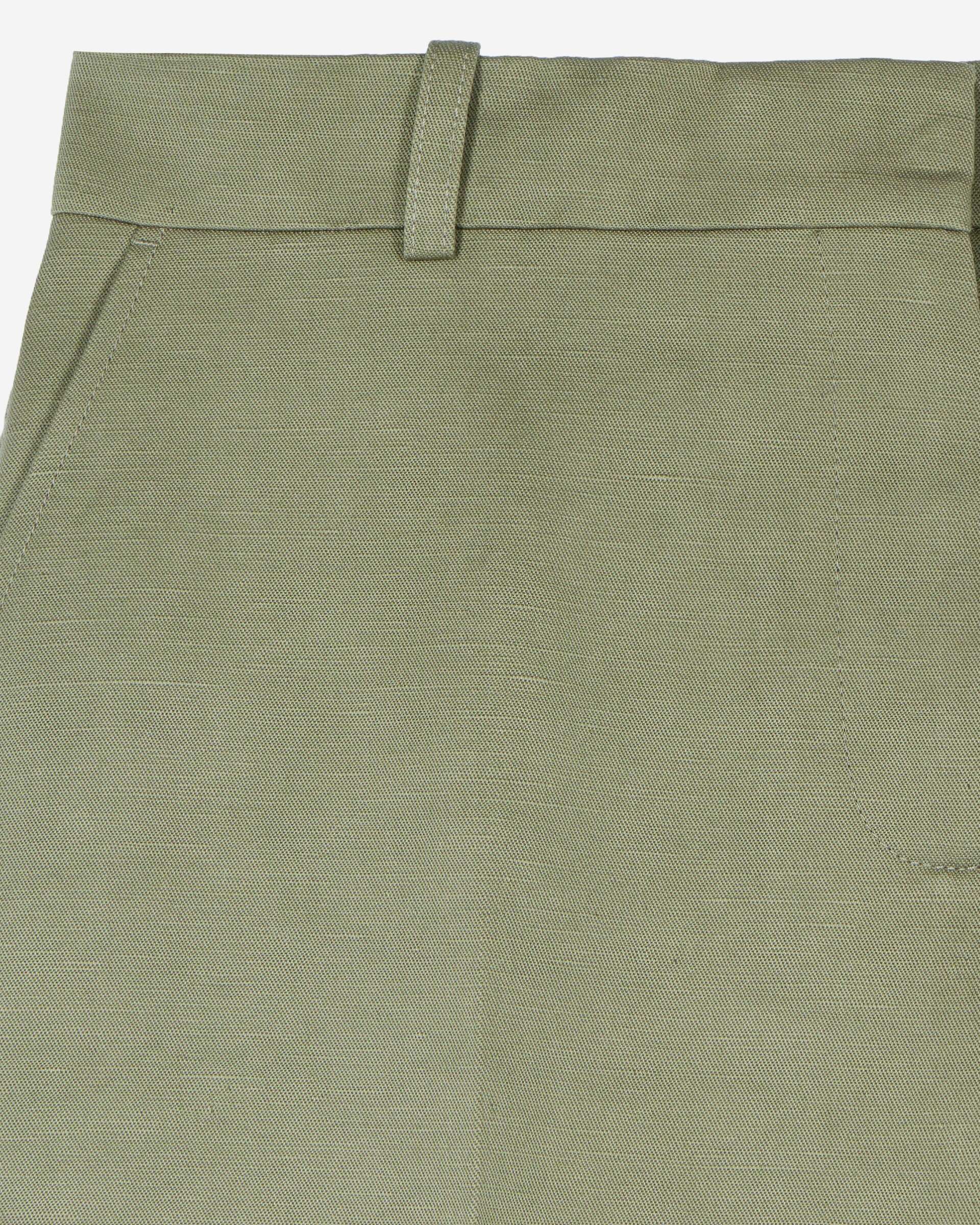 Wide-leg pants in khaki linen and cotton
