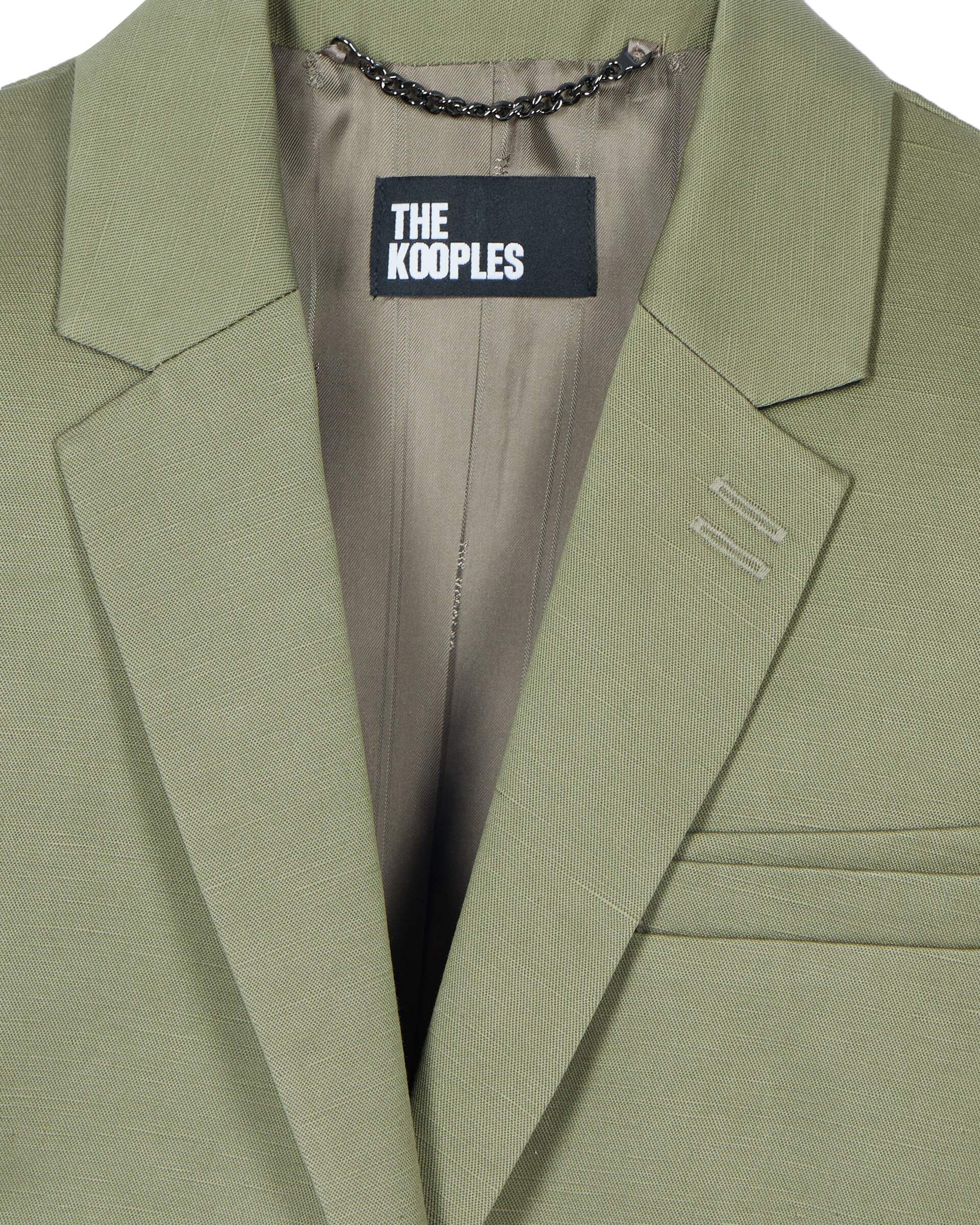 Short suit jacket in khaki linen and cotton