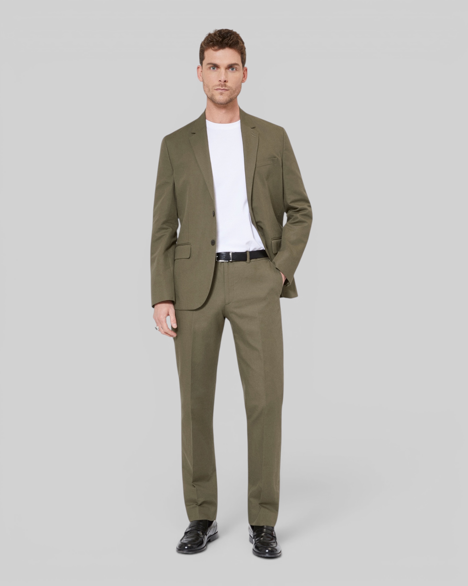 Straight khaki suit pants
