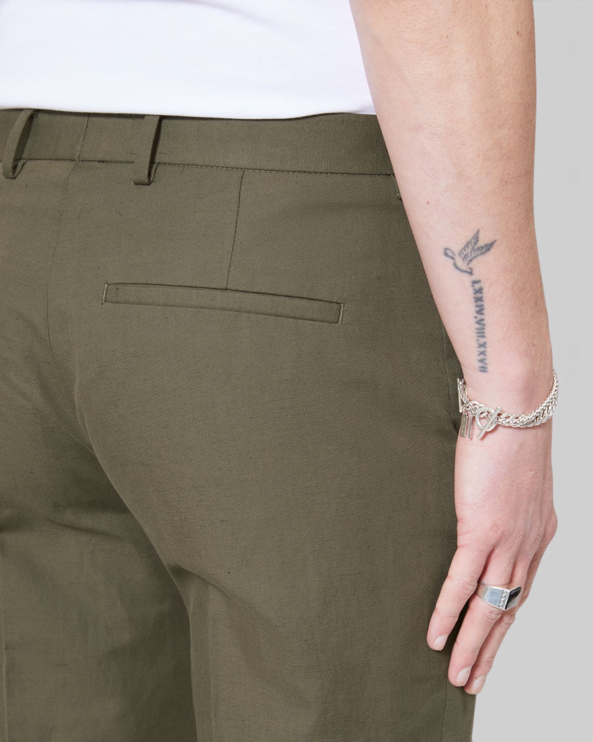 Straight khaki suit pants