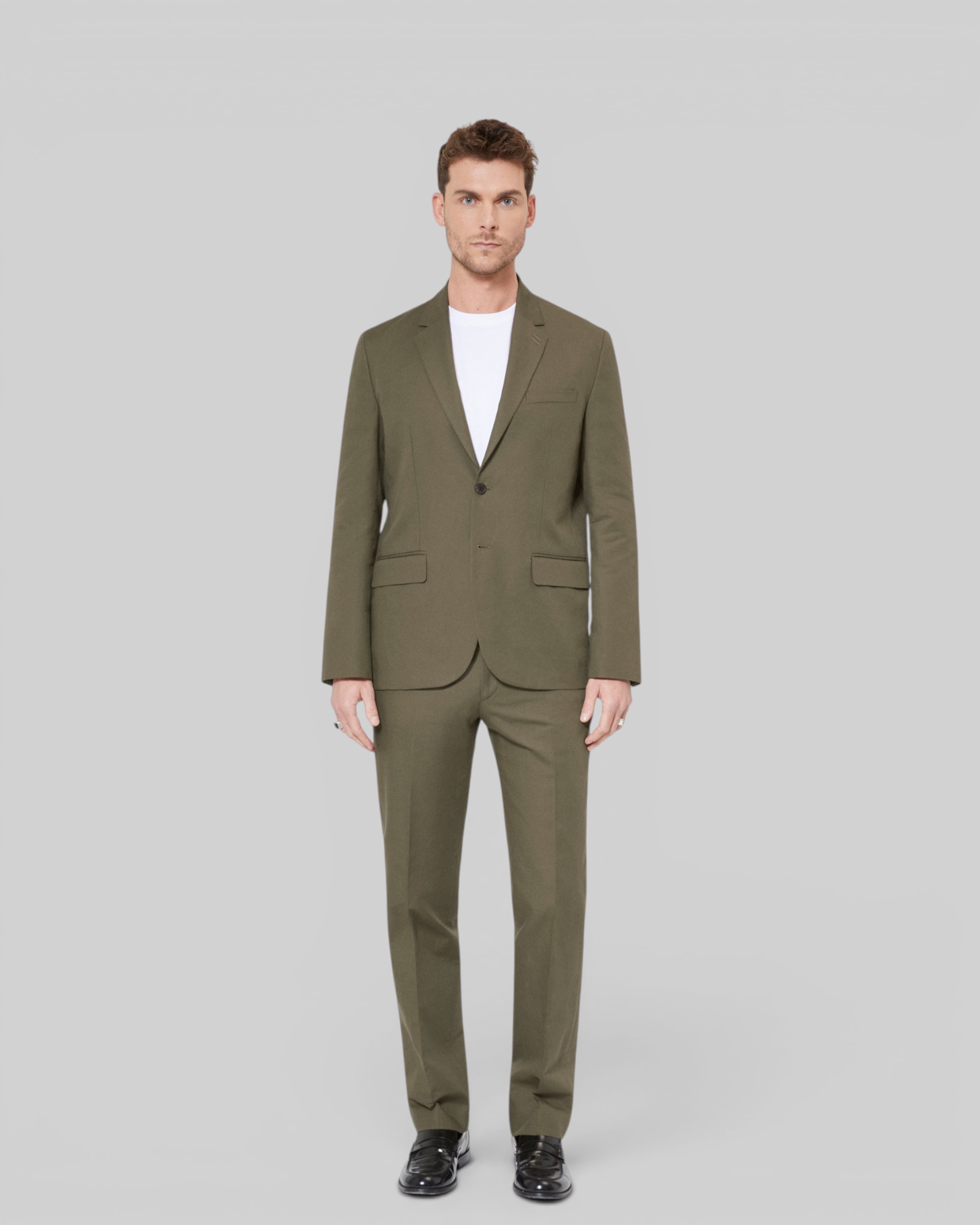 Khaki cotton linen suit jacket