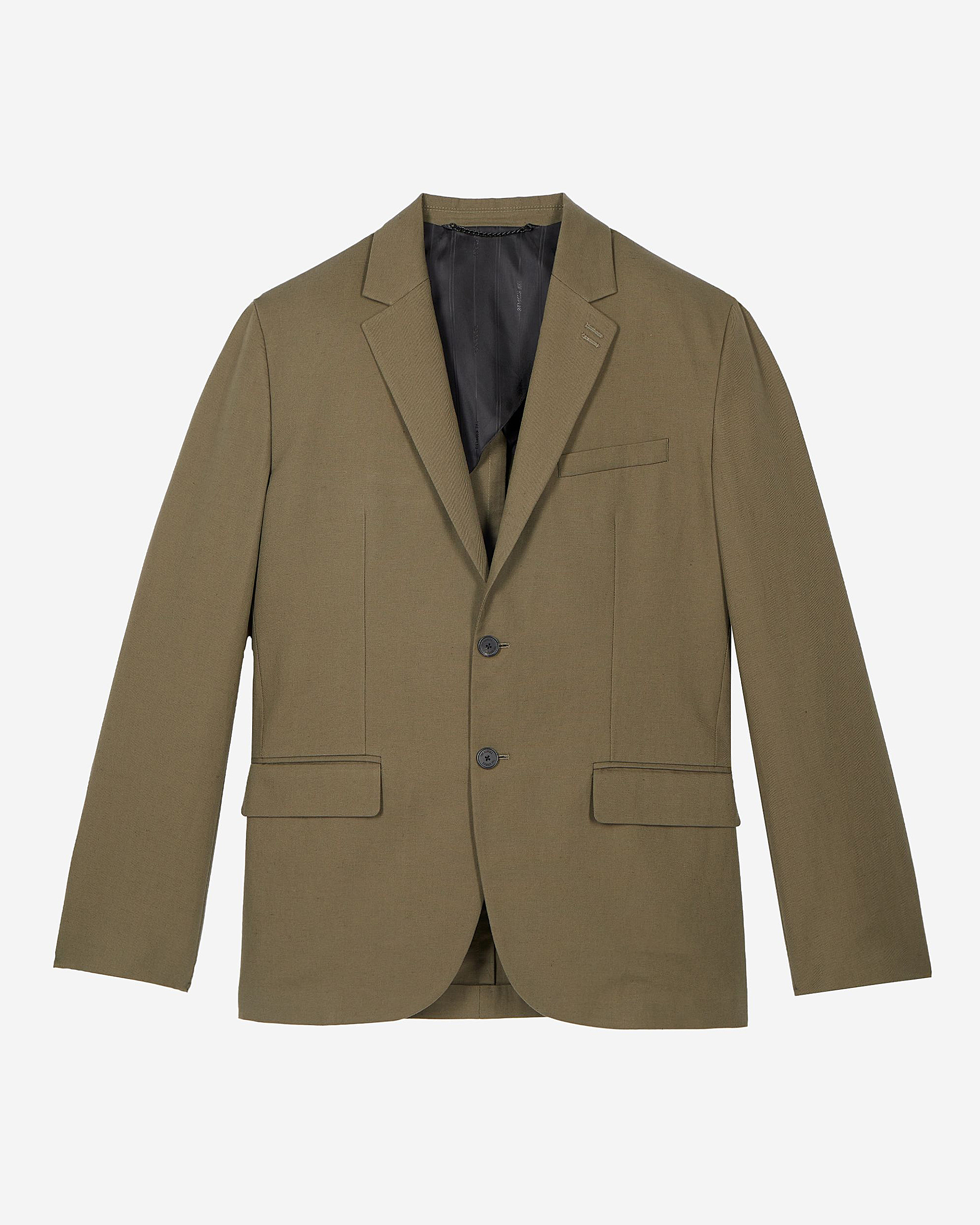 Khaki cotton linen suit jacket