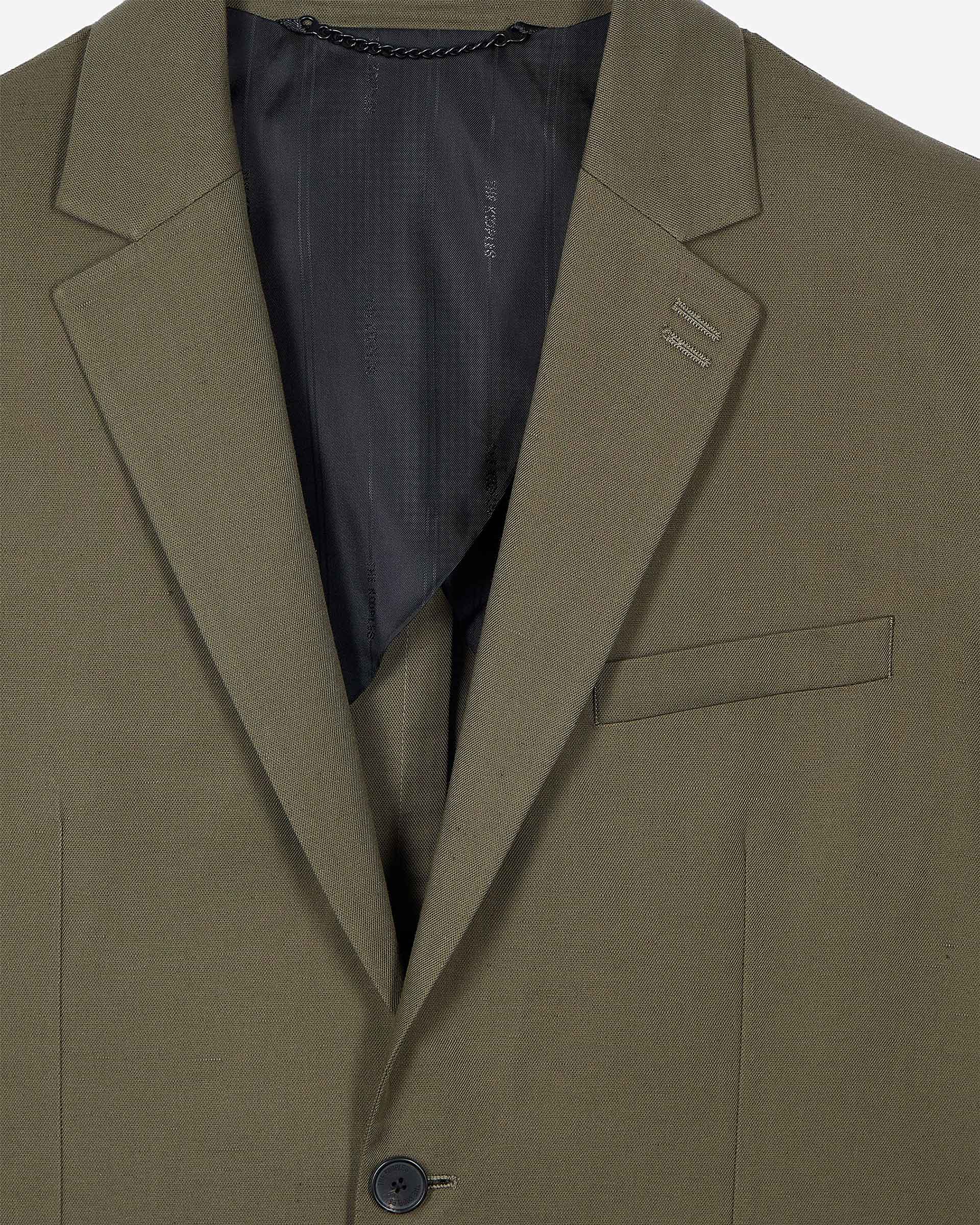 Khaki cotton linen suit jacket