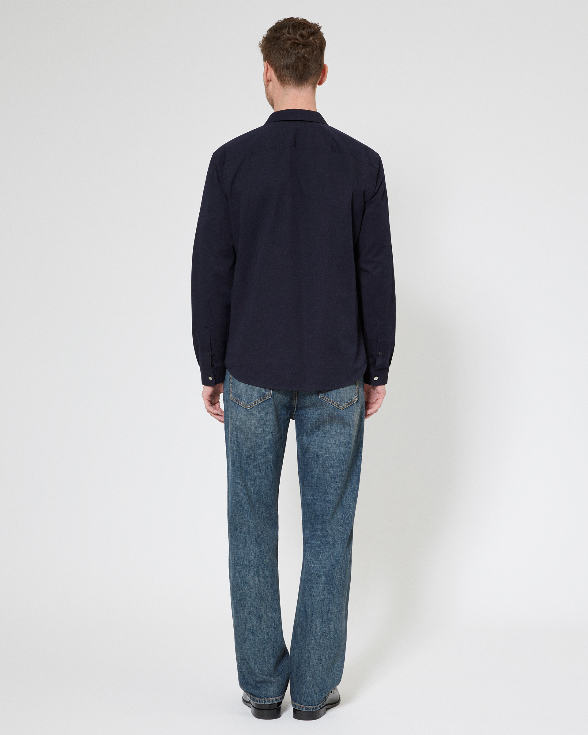 Navy suit collar shirt