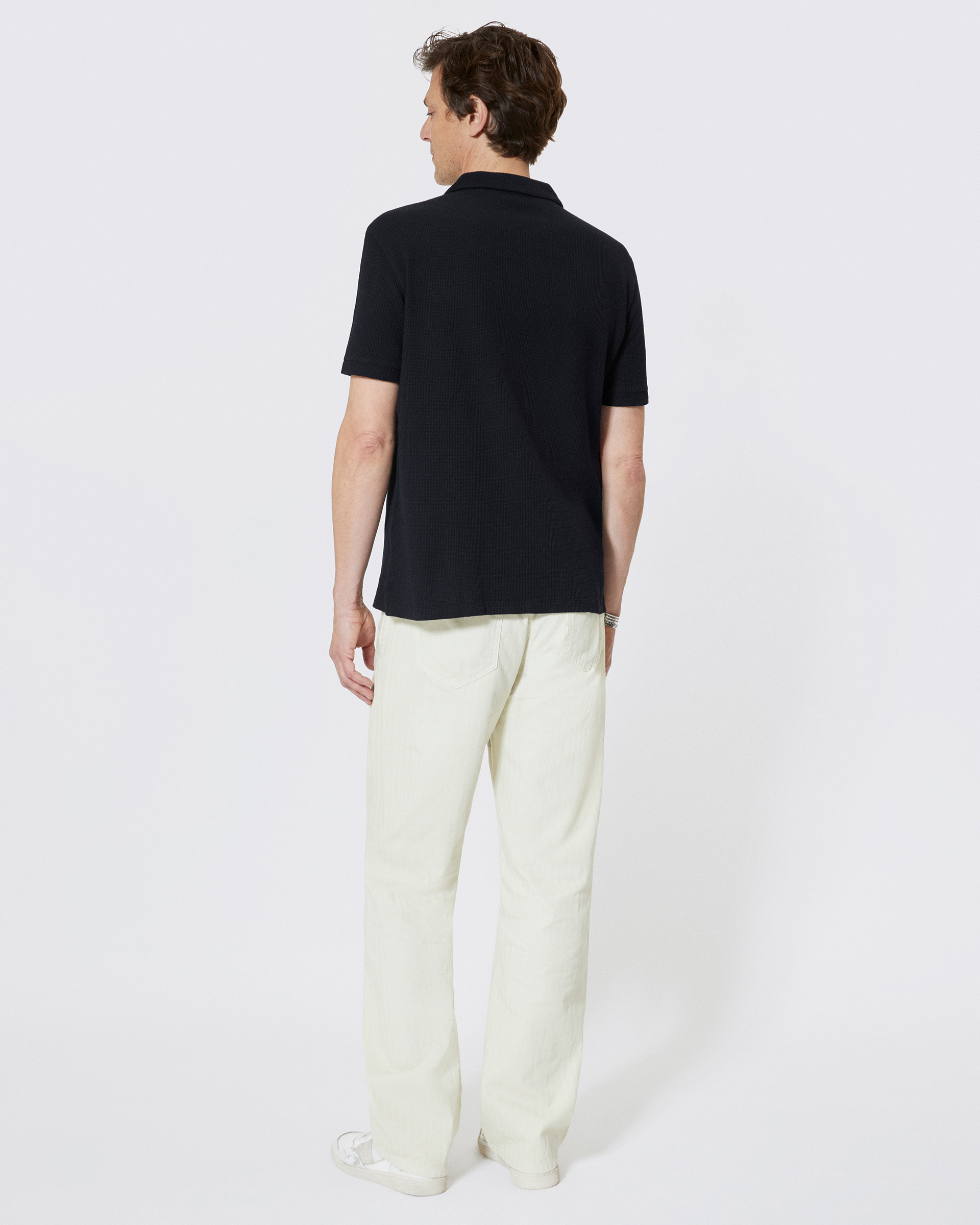 Honeycomb polo shirt with navy crest