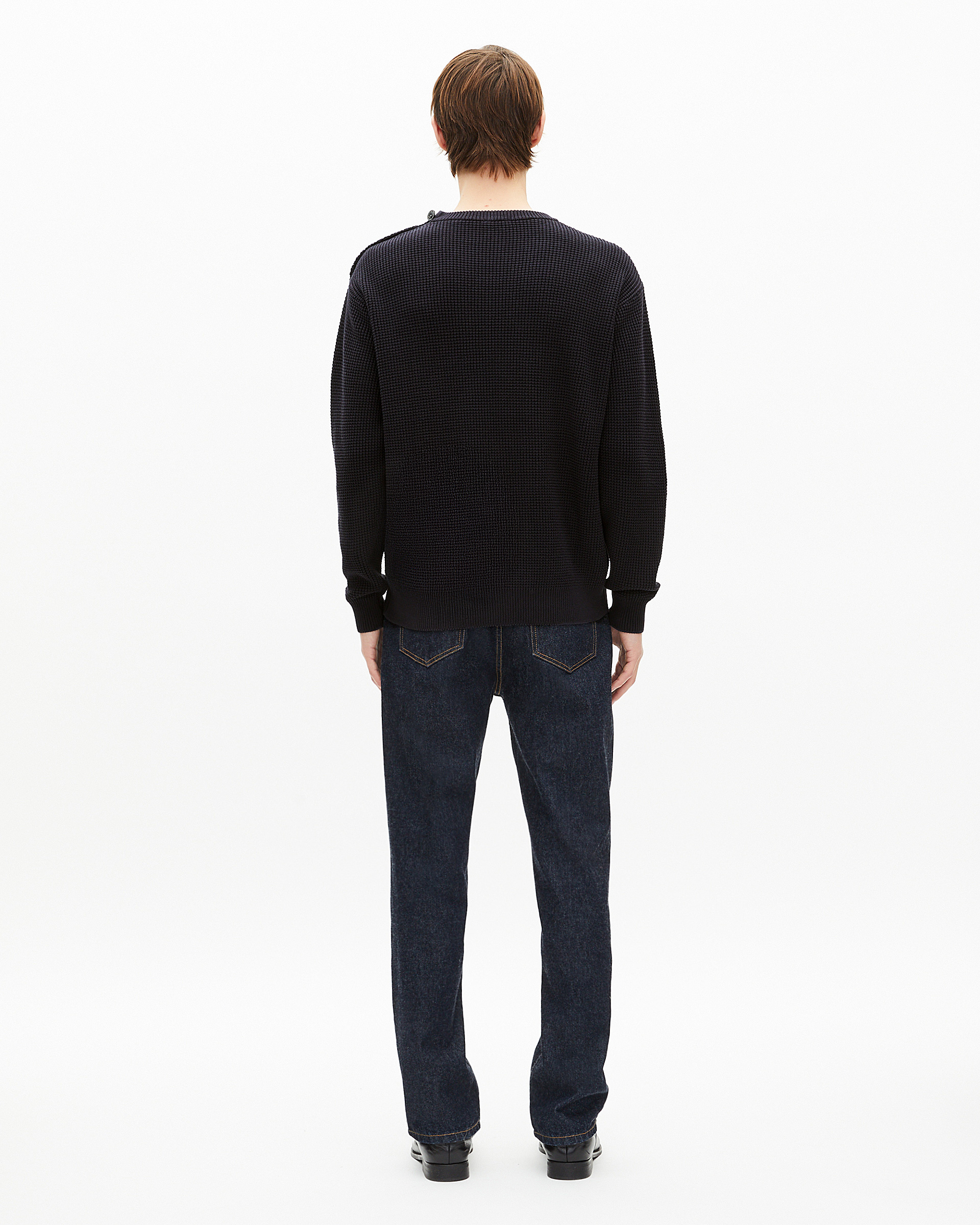 Navy button sweater