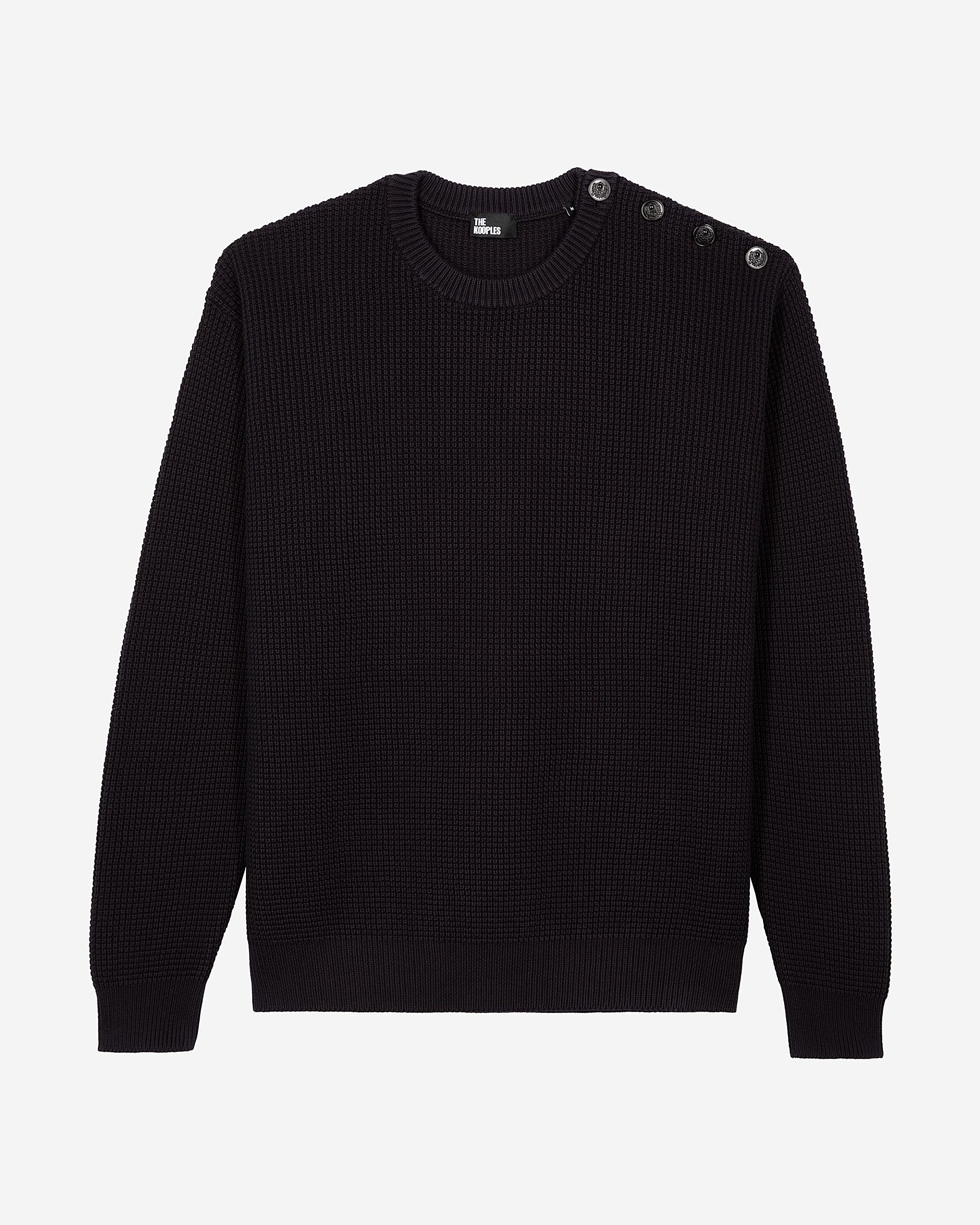 Navy button sweater