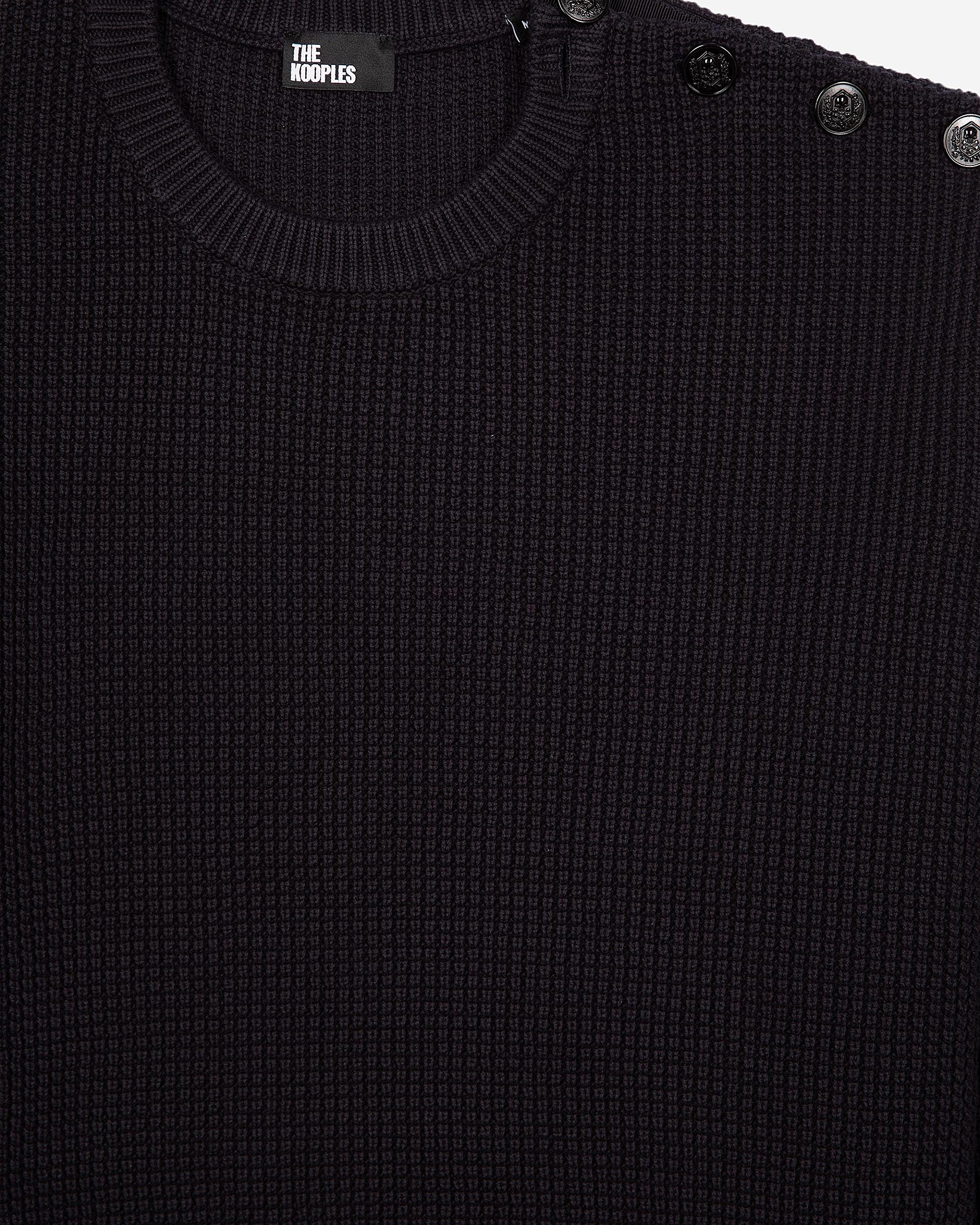 Navy button sweater
