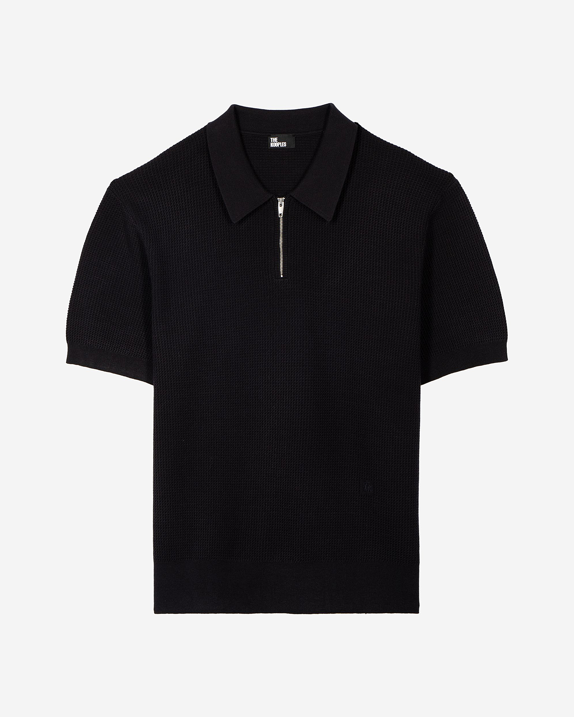 Navy polo-neck zip sweater