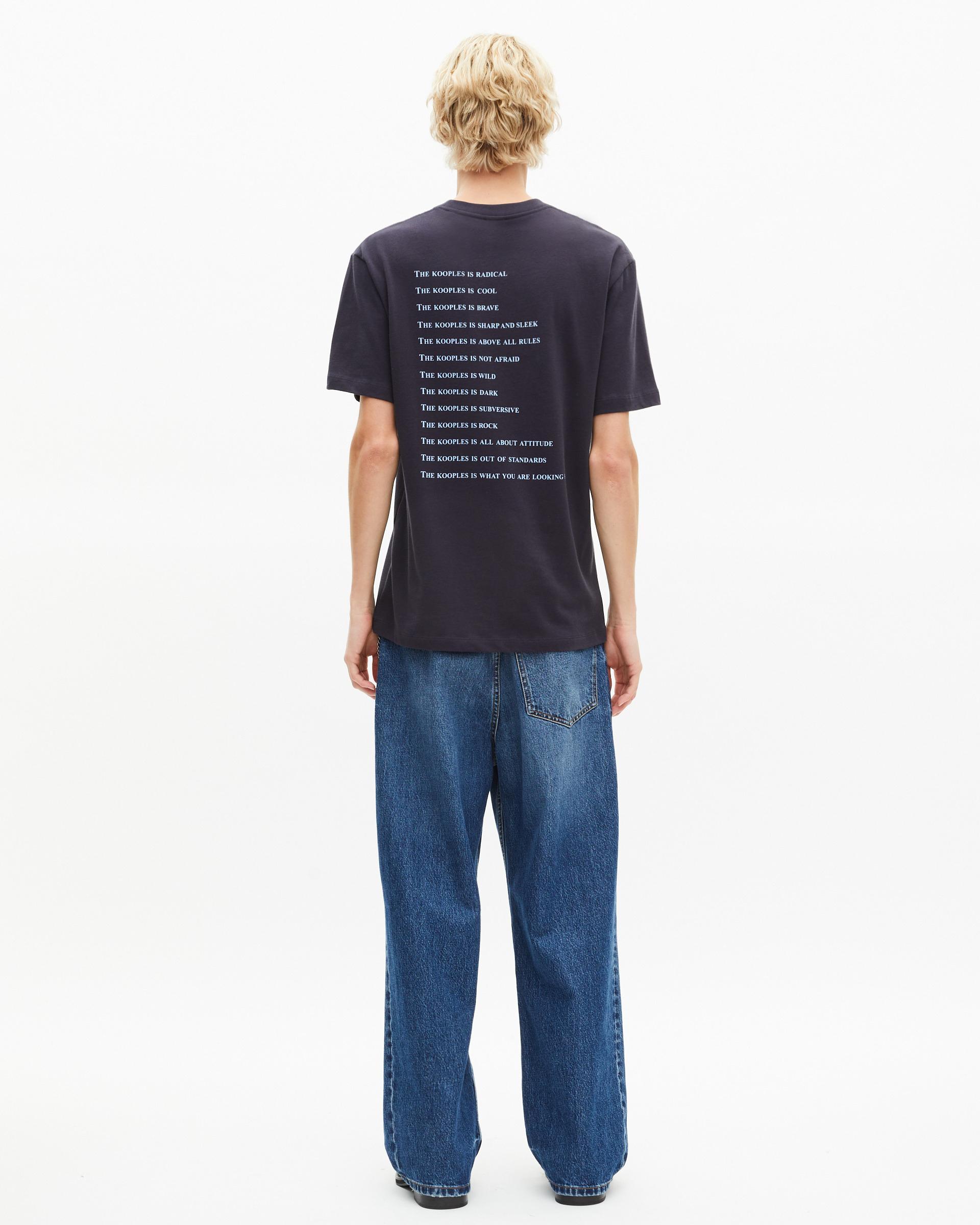 What Is navy denim patch t-shirt