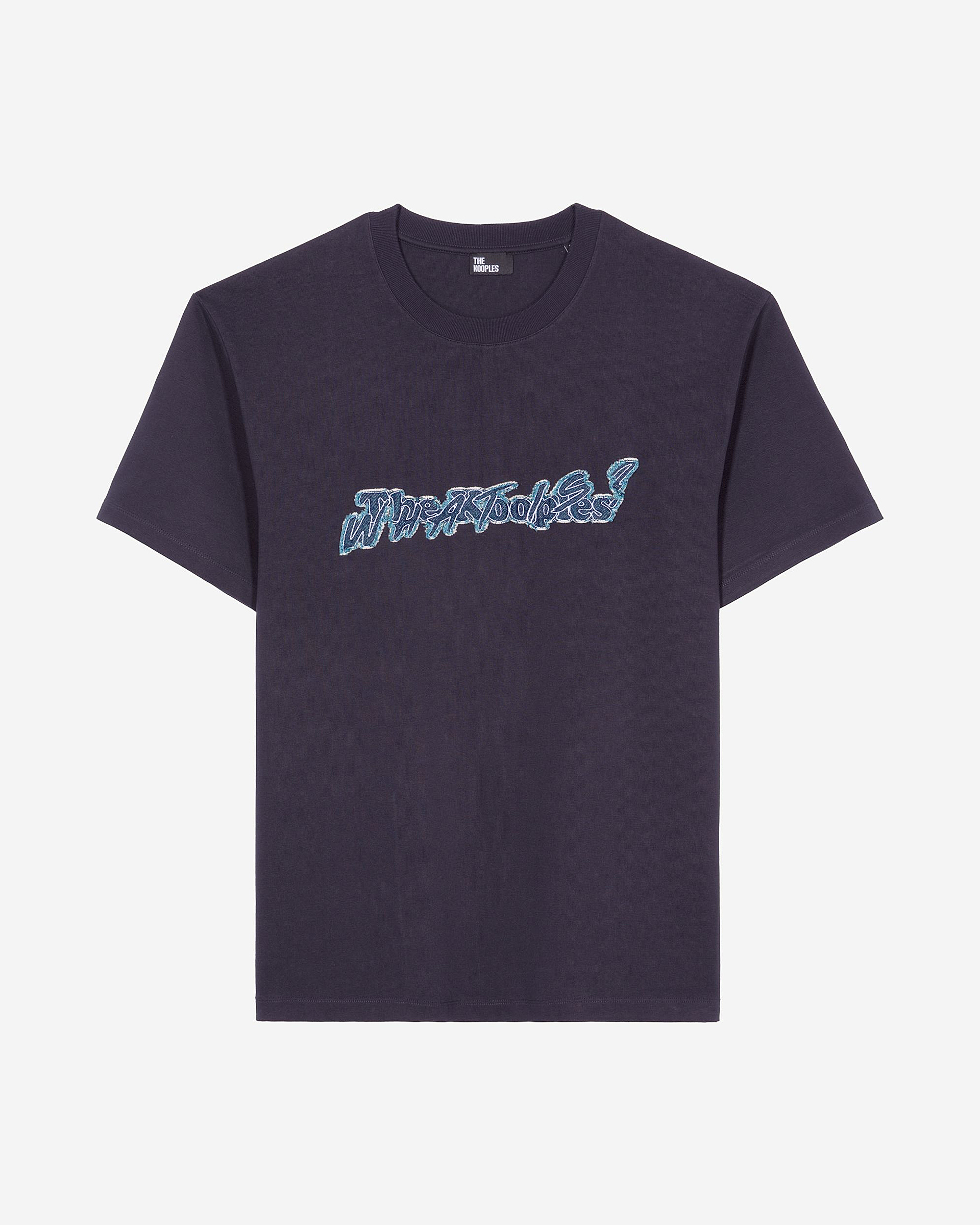 What Is navy denim patch t-shirt