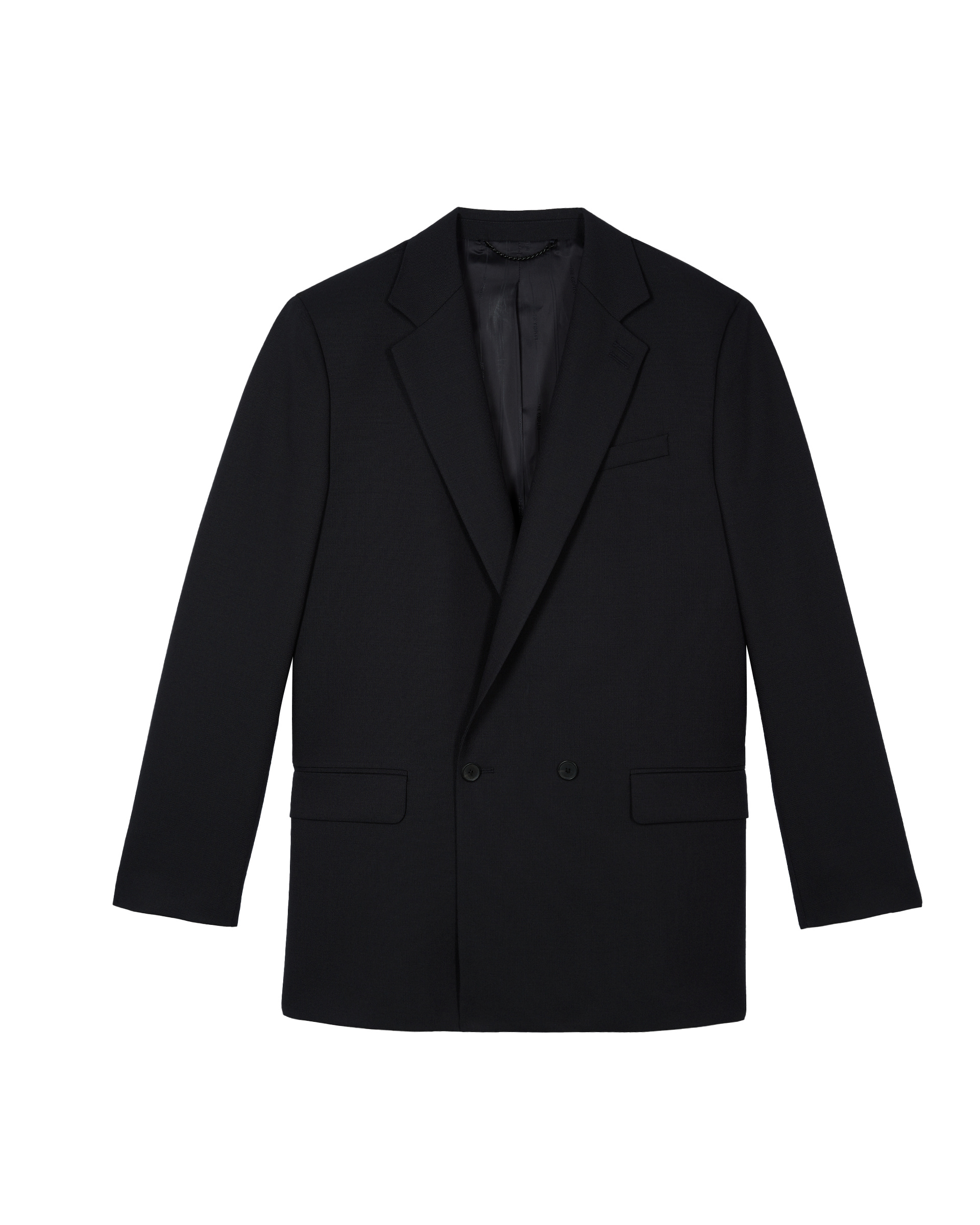 Navy double-breasted suit jacket