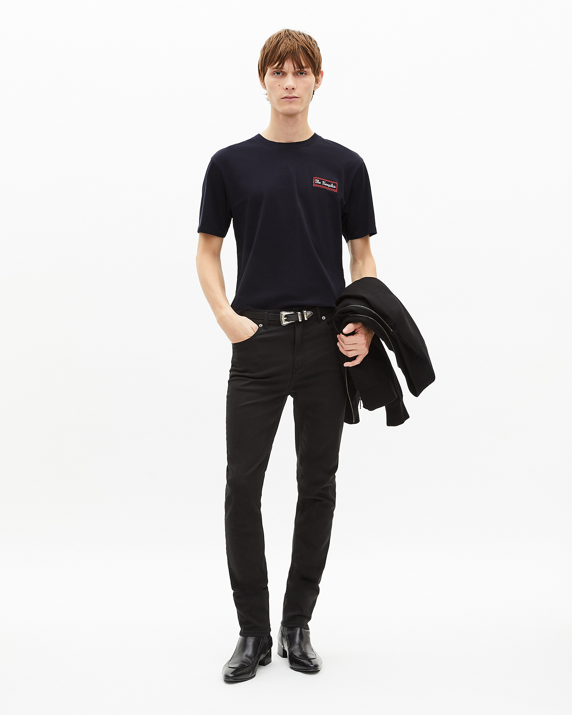T-shirt with Via Prony navy screen print