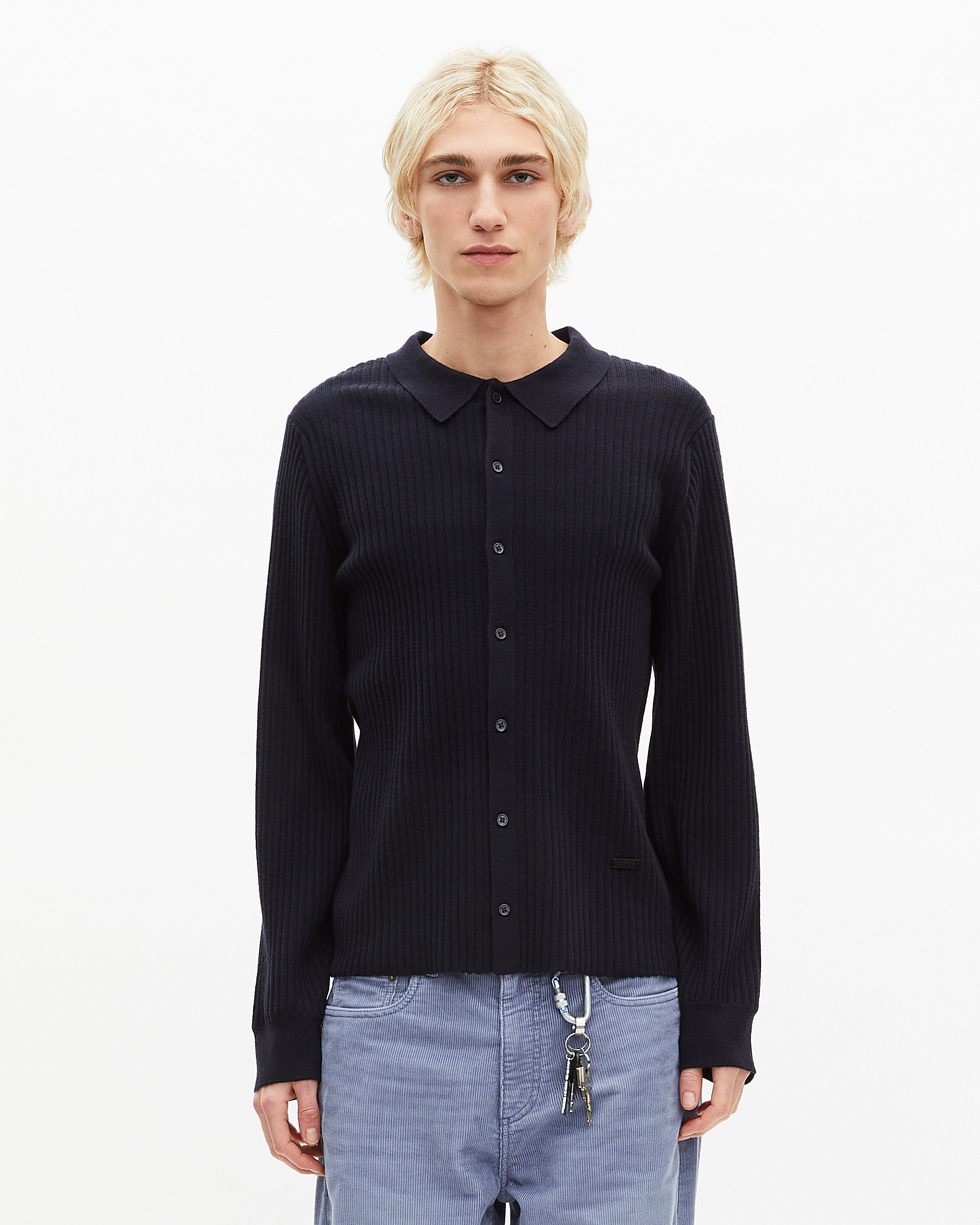 Navy ribbed cardigan