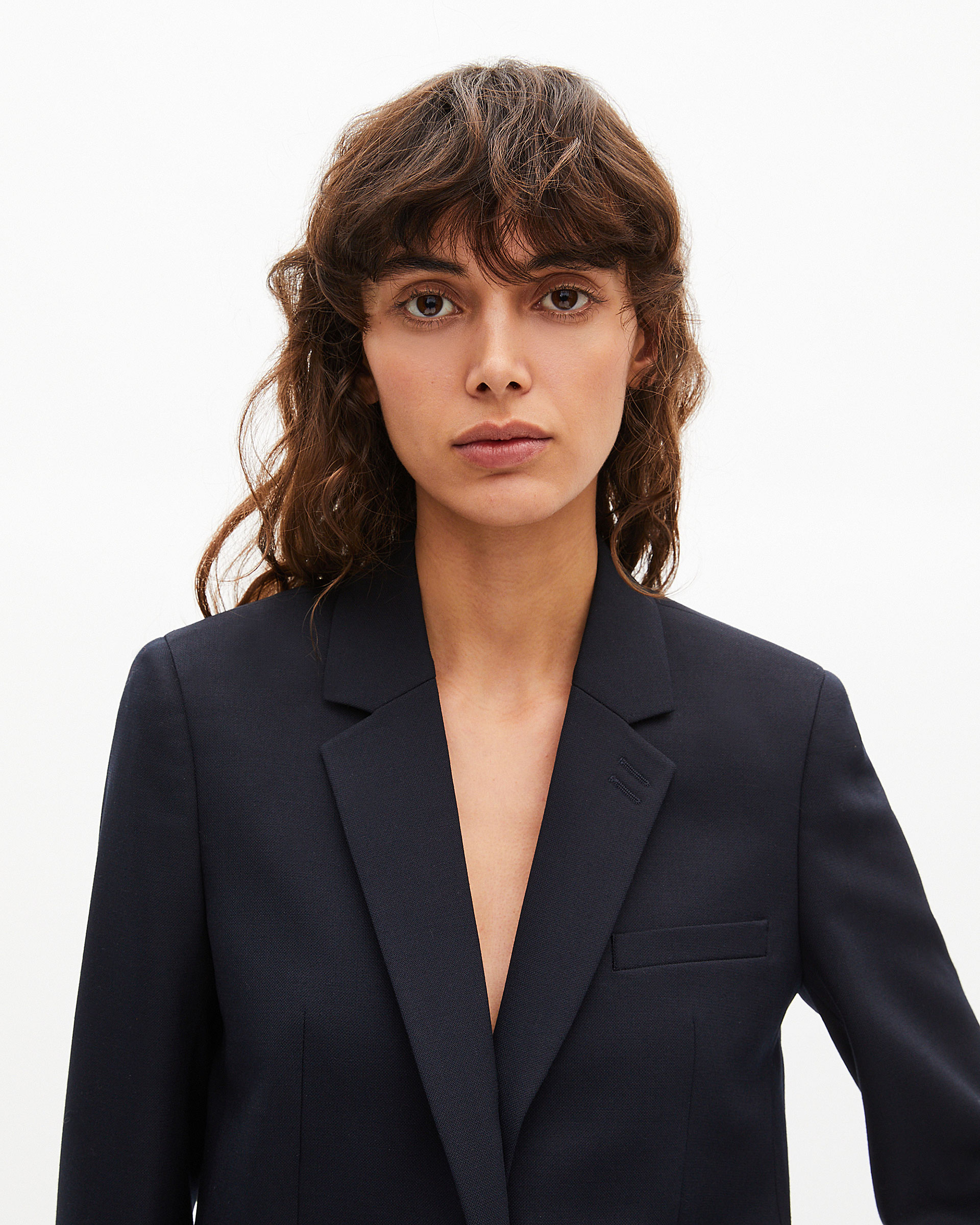 Navy wool blend suit jacket