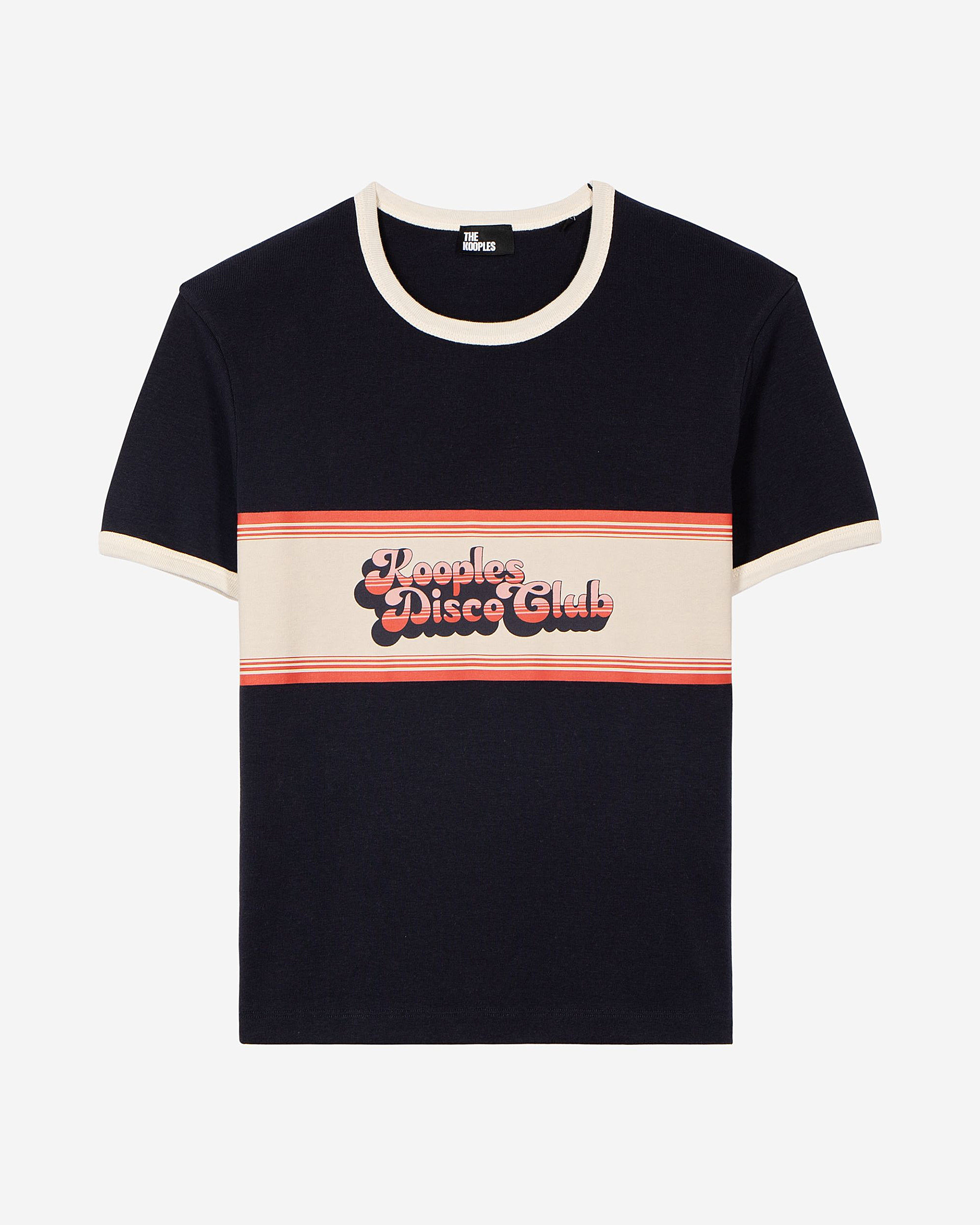 T-shirt with navy screen print