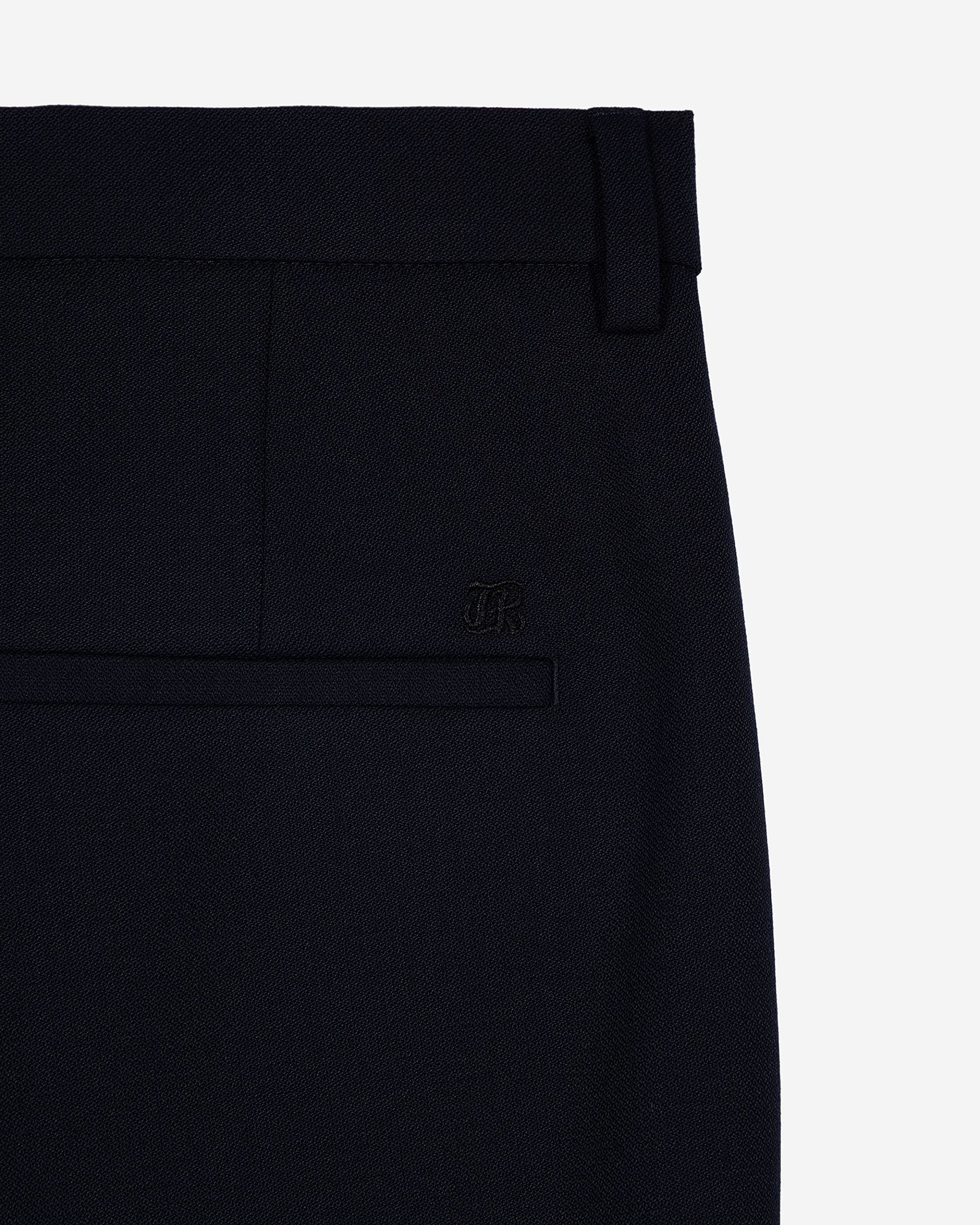 Navy wool blend straight-leg tailored pants