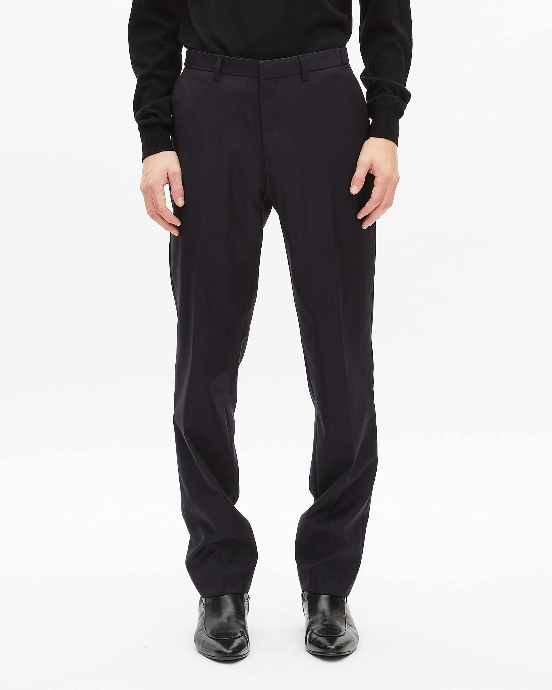 Navy pinstripe suit pants