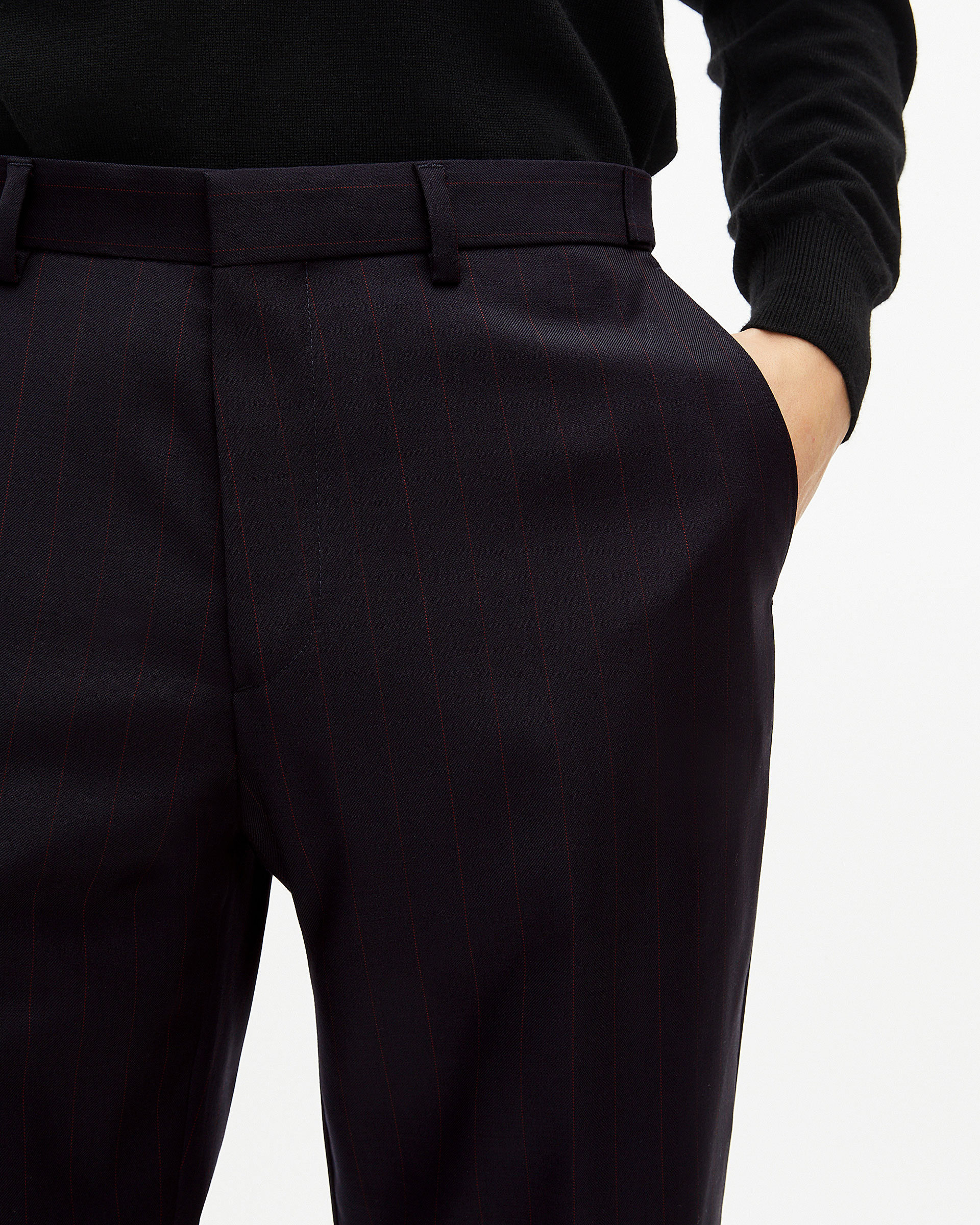 Navy pinstripe suit pants