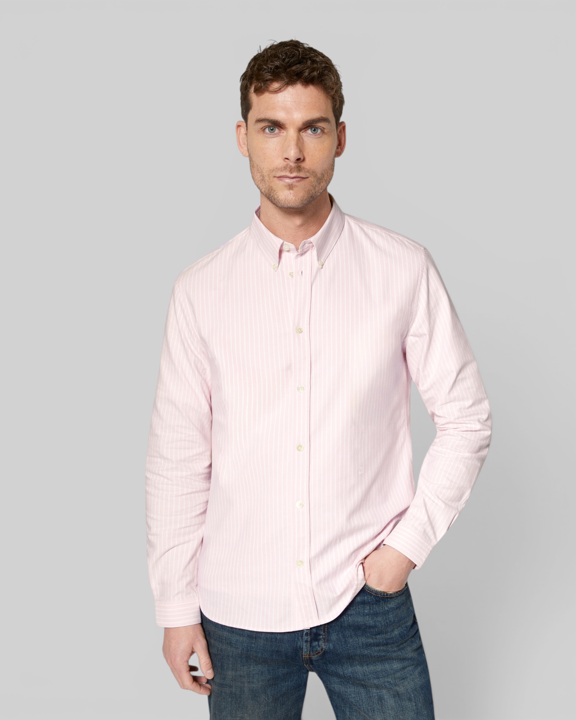 White and pink striped shirt