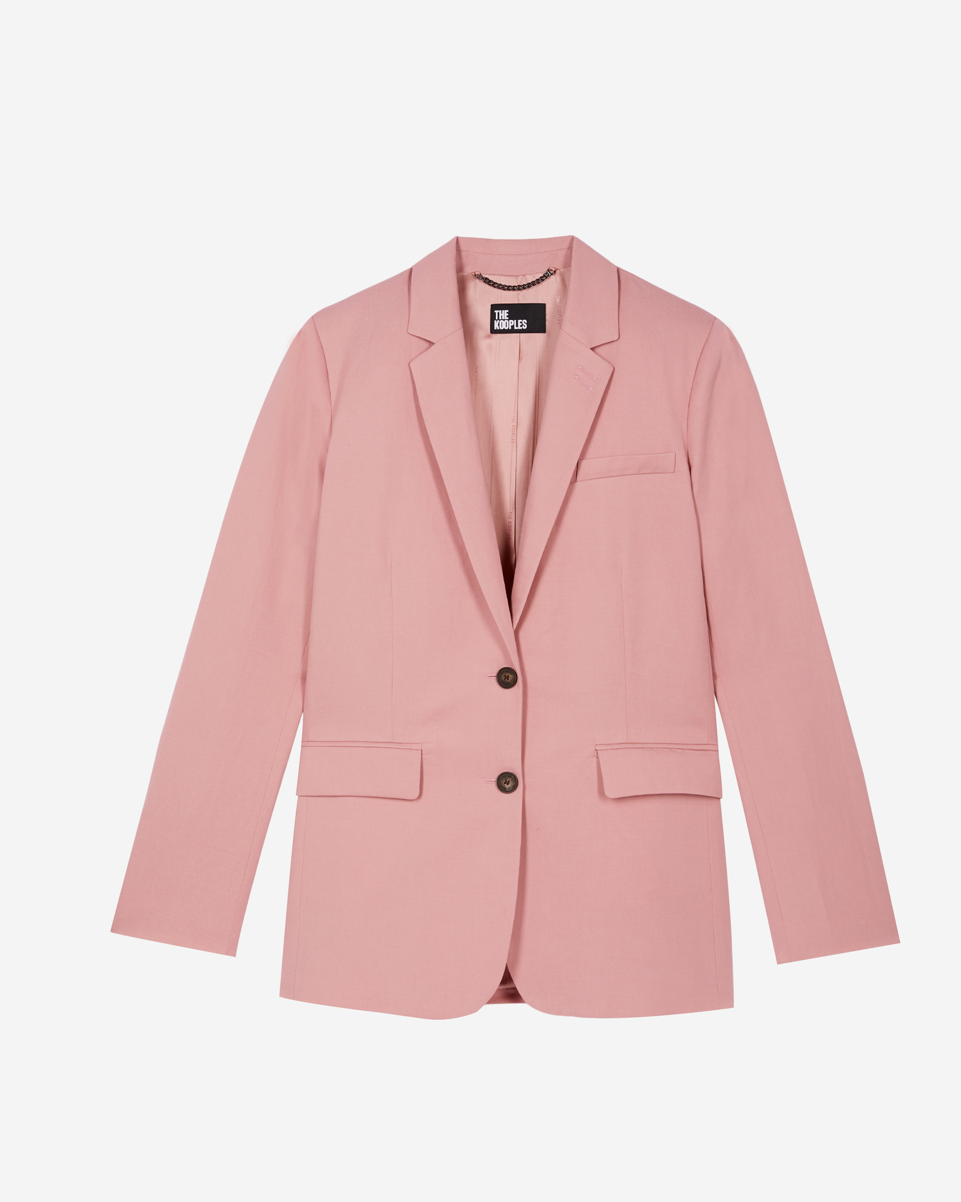 Pastel pink linen and cotton straight suit jacket