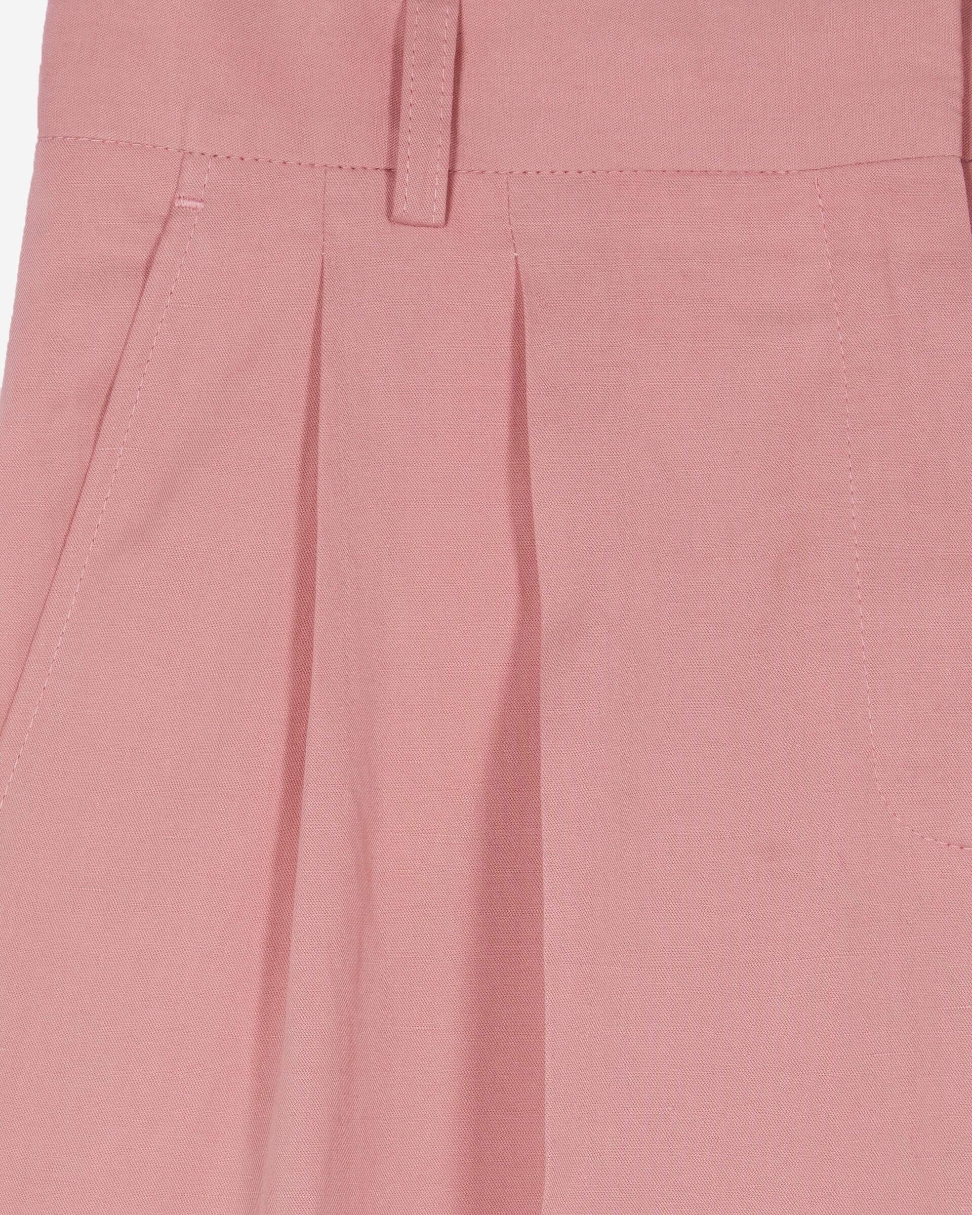 Wide-leg tailored pants in pastel pink linen and cotton