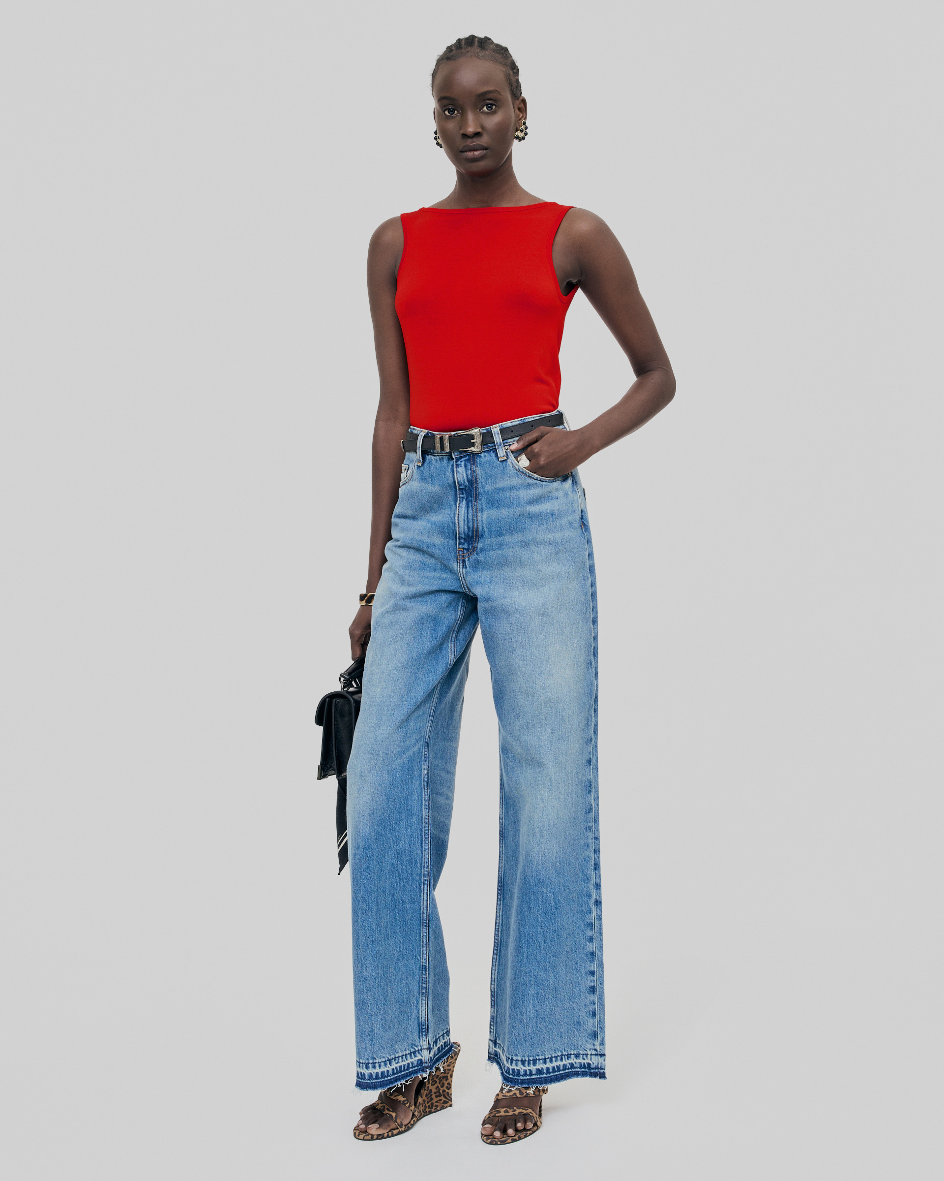 Mesh top with red chains
