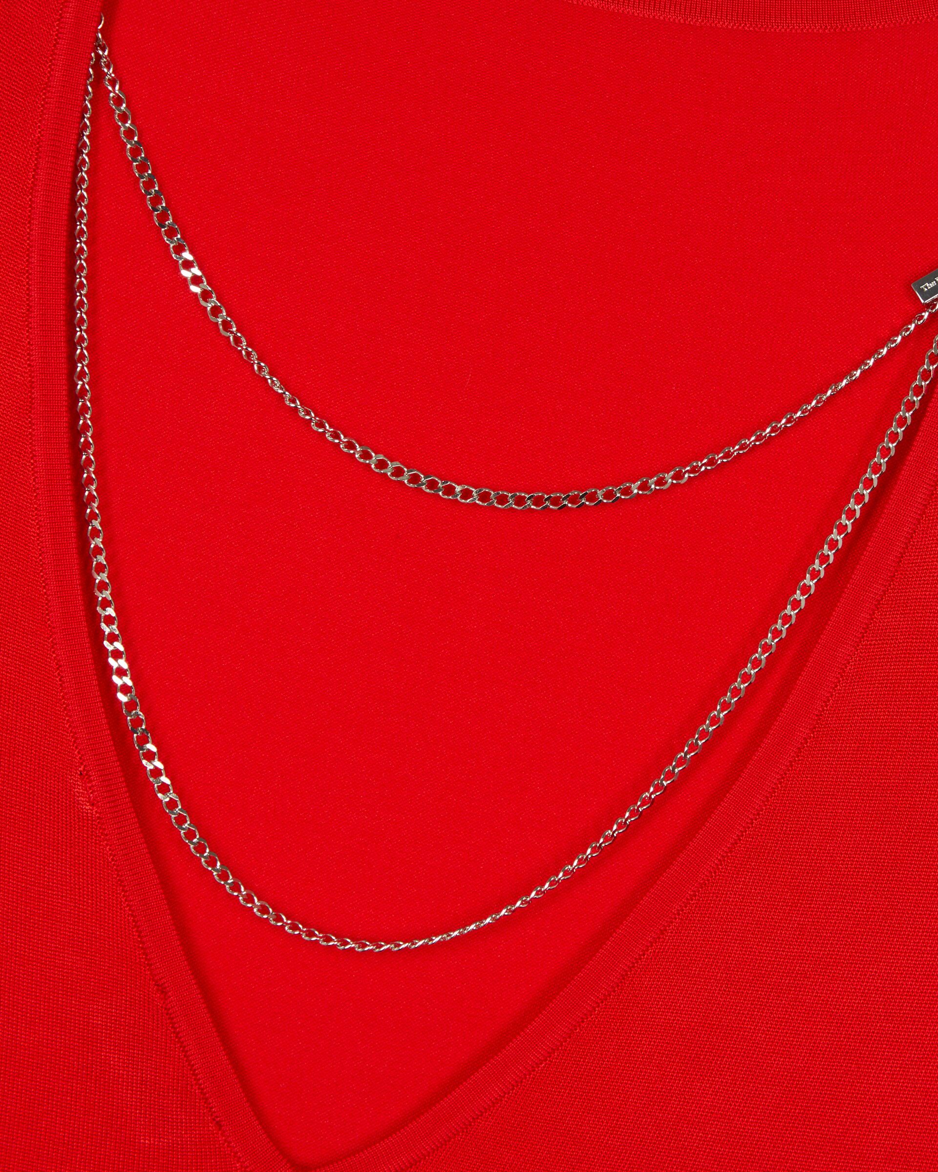 Mesh top with red chains