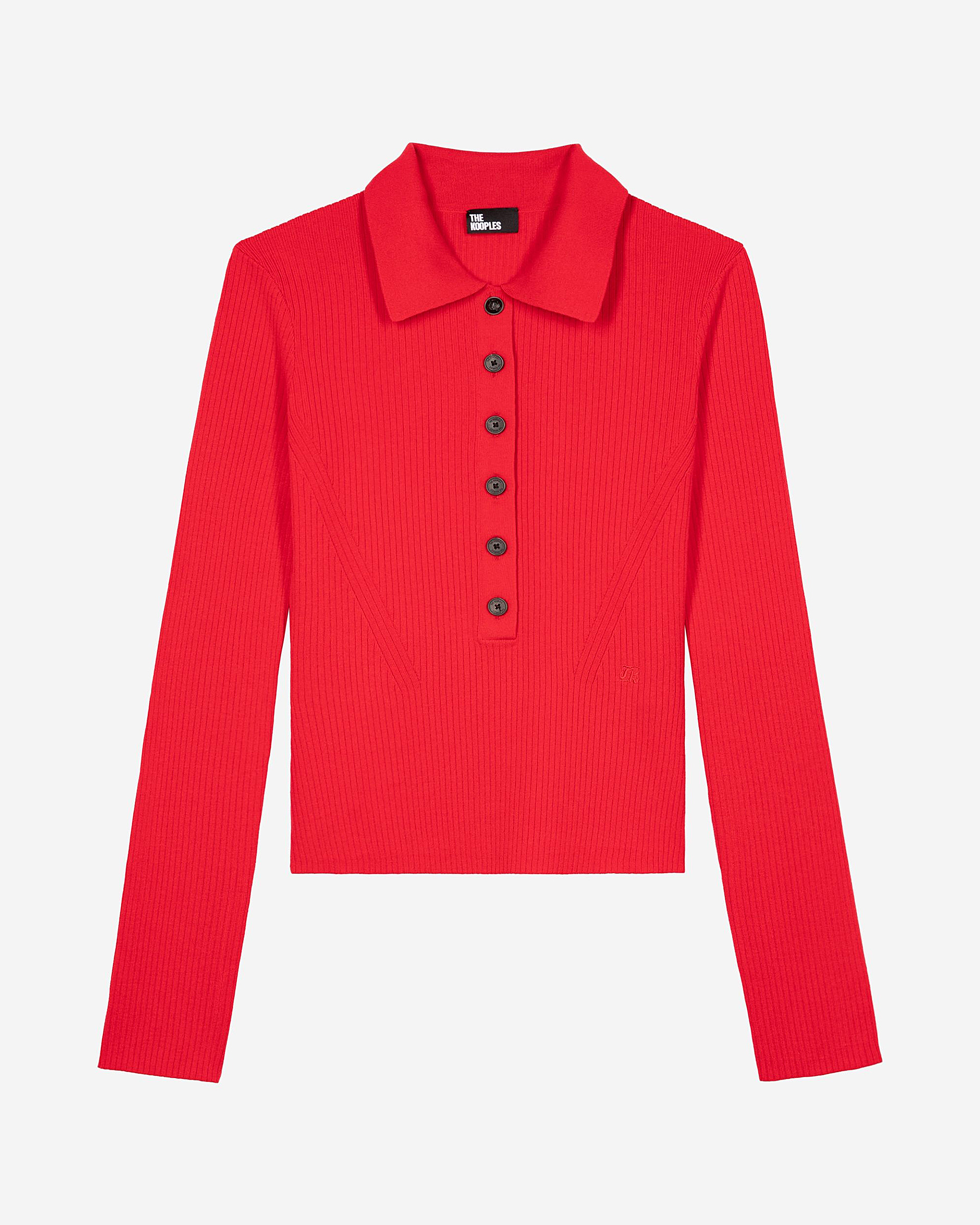 Red rib knit sweater