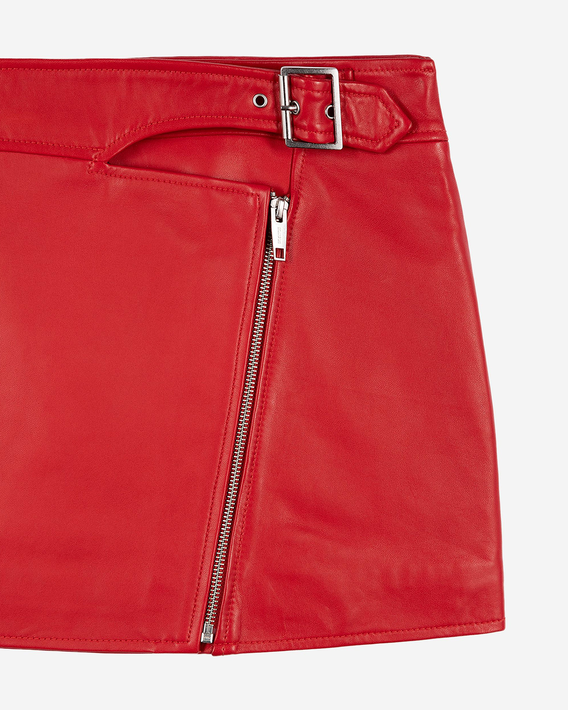 Leather skirt with red zip