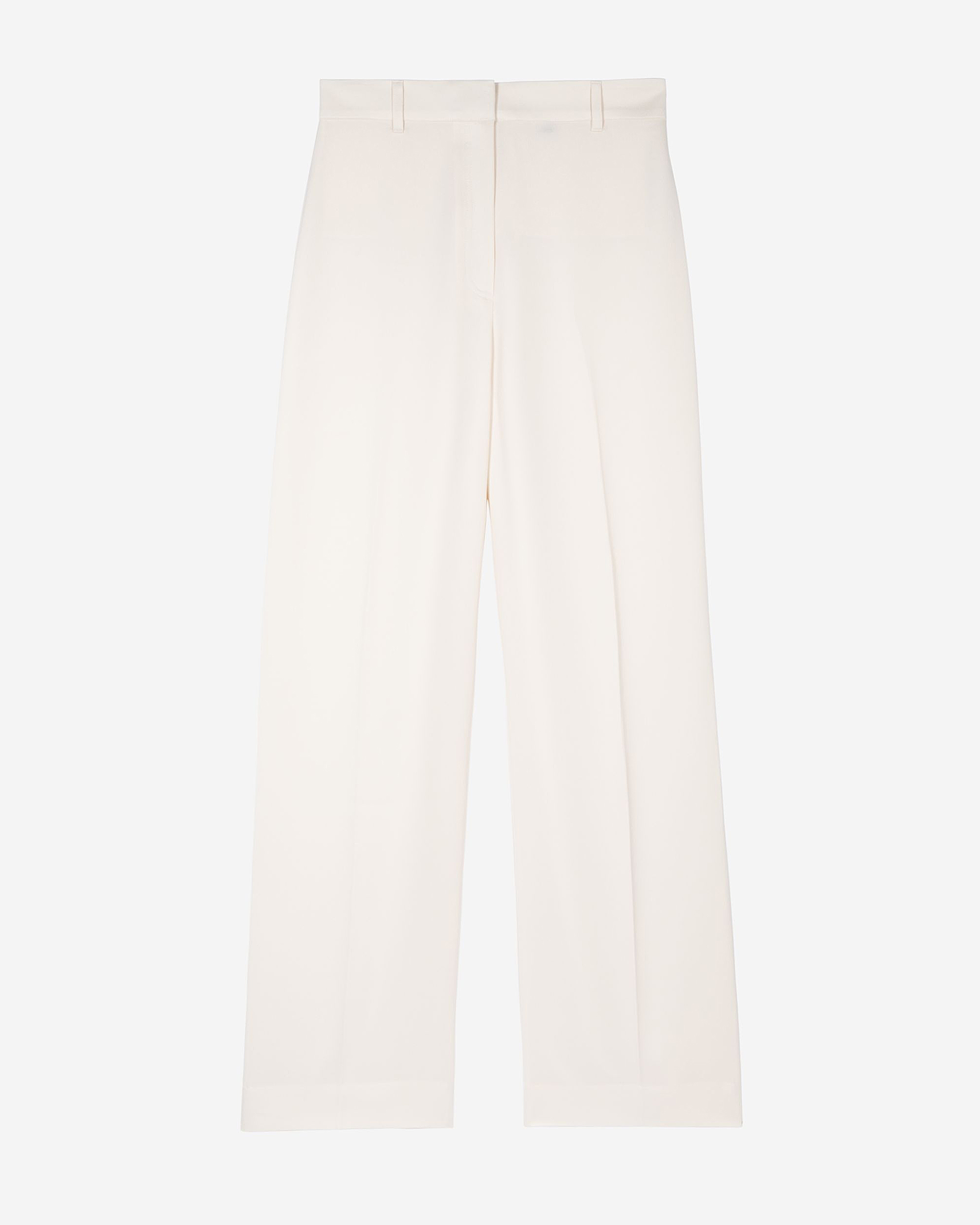 Wide-leg pants in ecru satin