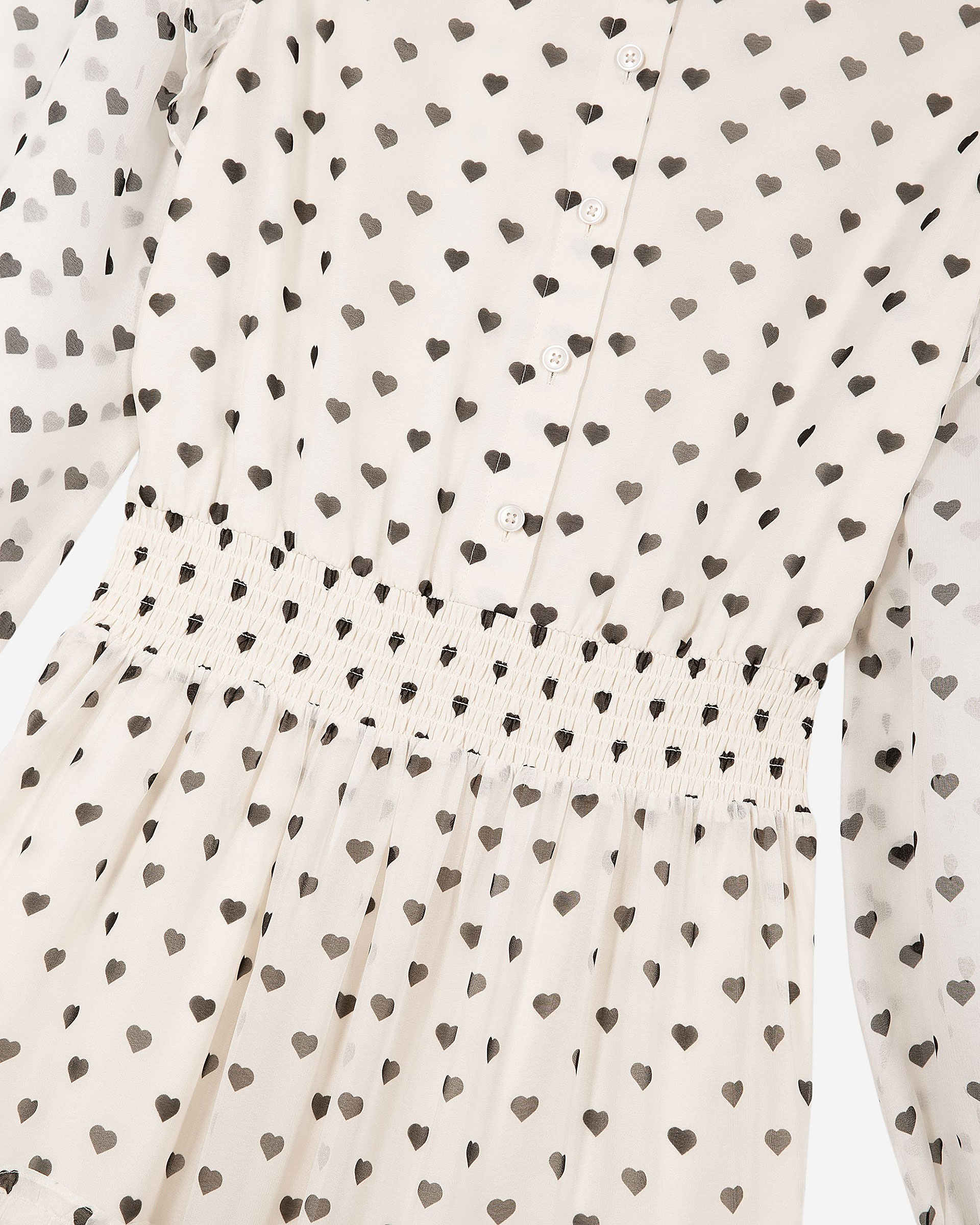 Ecru heart print maxi dress
