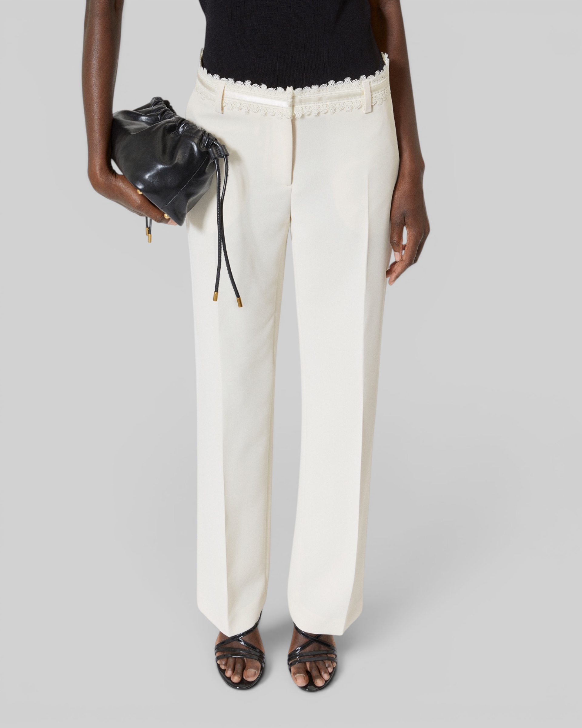 Ecru wide-leg pants