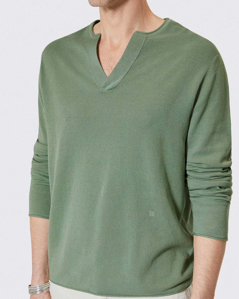 Khaki tunic-neck sweater