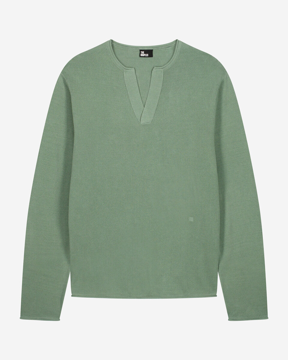 Khaki tunic-neck sweater