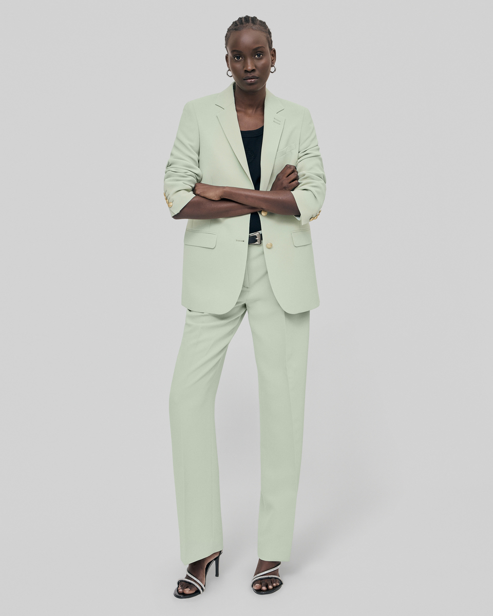 Pastel green straight suit jacket