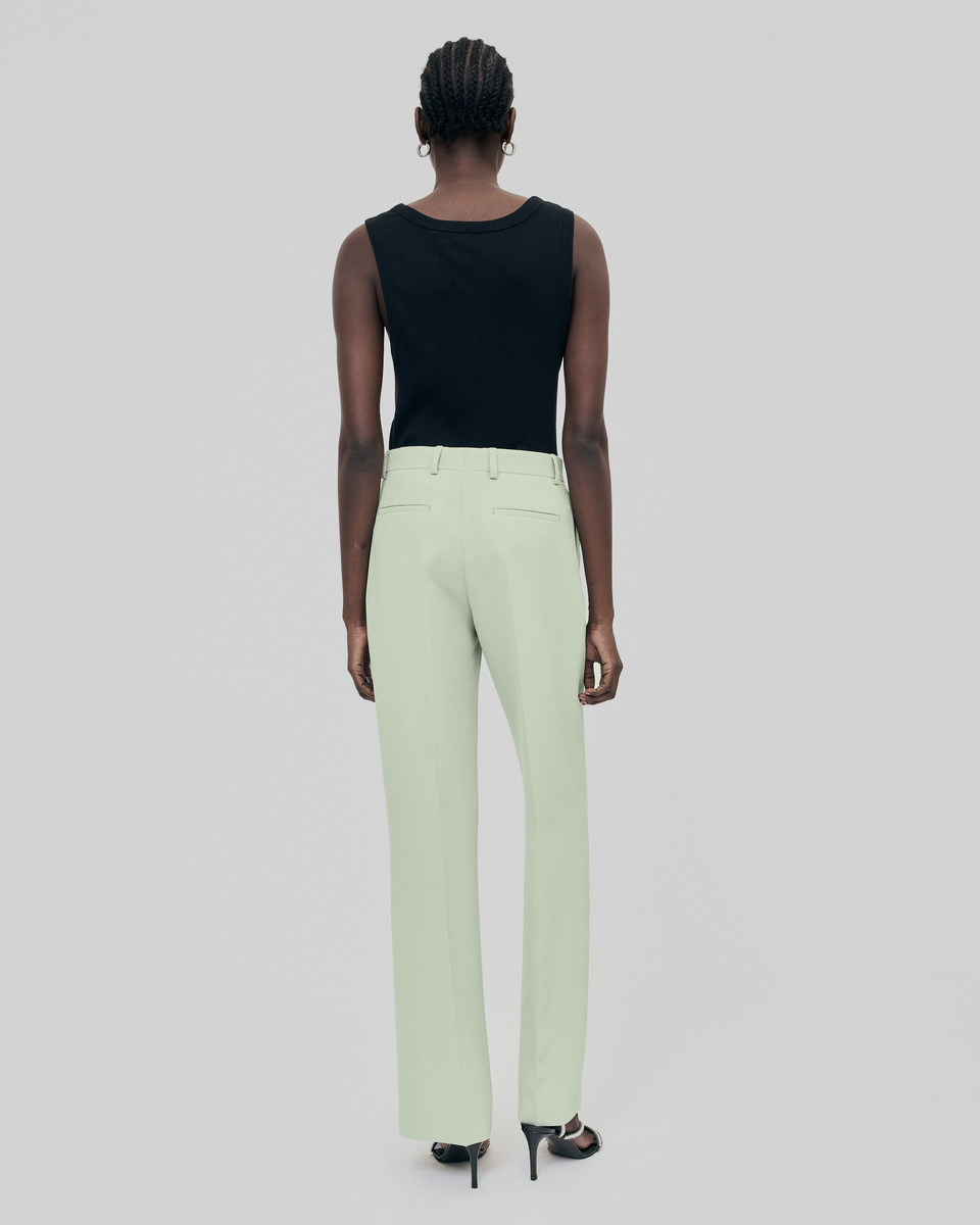 Pastel green straight-leg tailored pants
